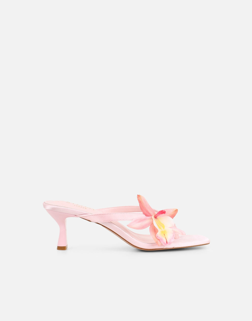 Ruby Pink Satin Flower Detail Mules
