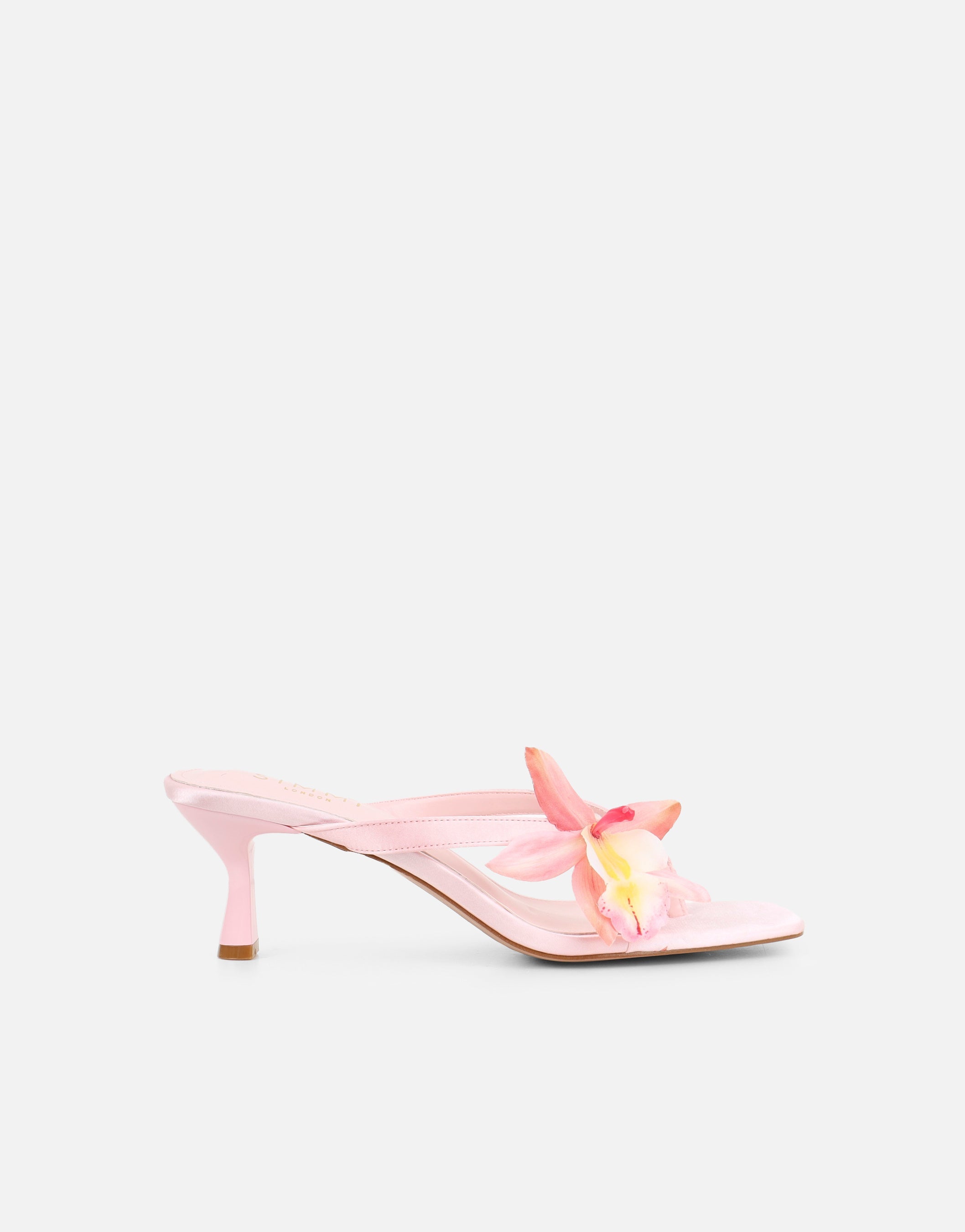 Ruby Pink Satin Flower Detail Mules