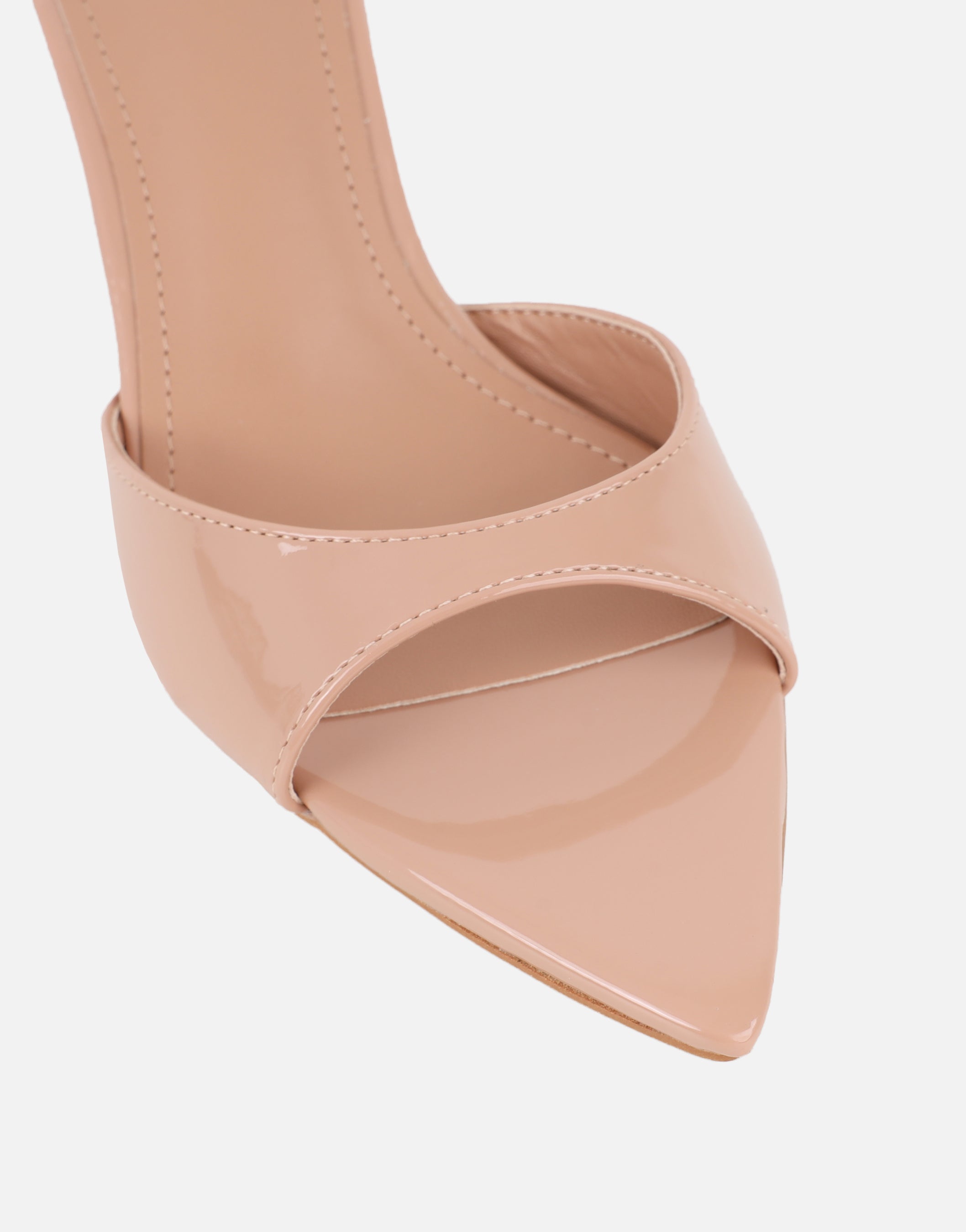 Jerez Nude Patent Peep Toe Heeled Sandals