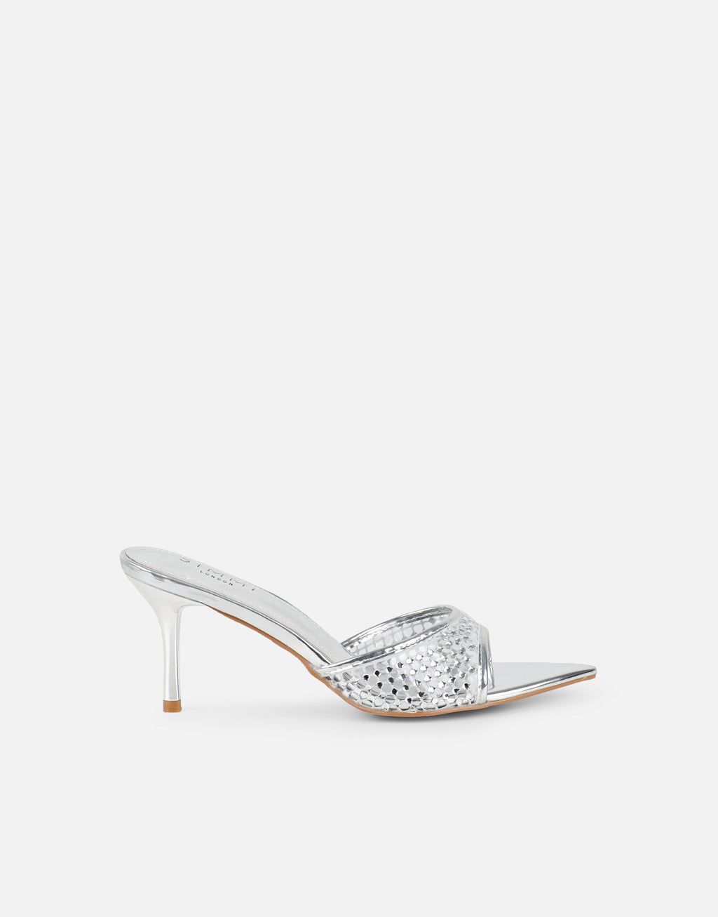 Juni Silver Diamante Mesh Mules