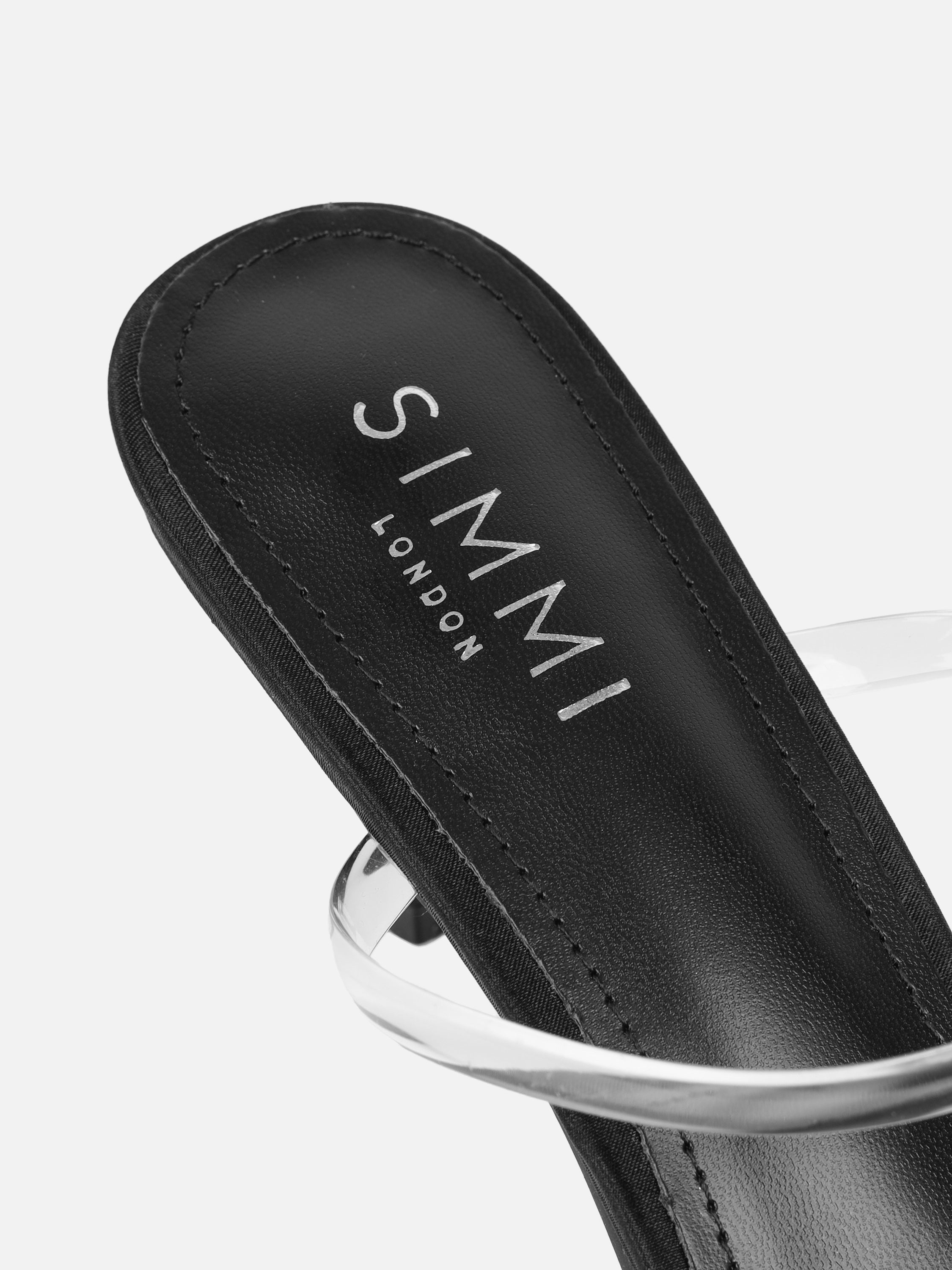 Isha Black Satin Diamante Mules