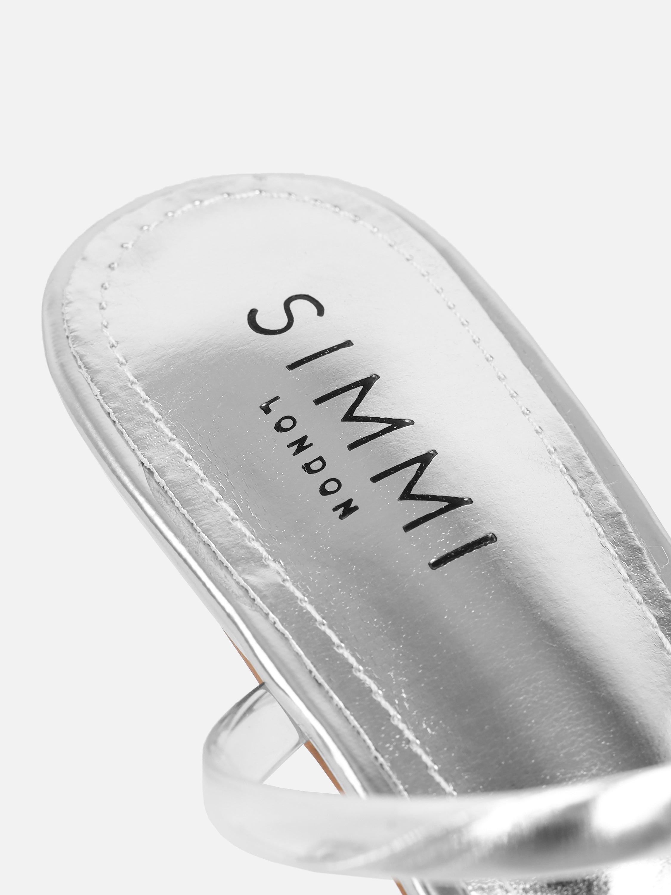 Isha Silver Metallic Diamante Mules