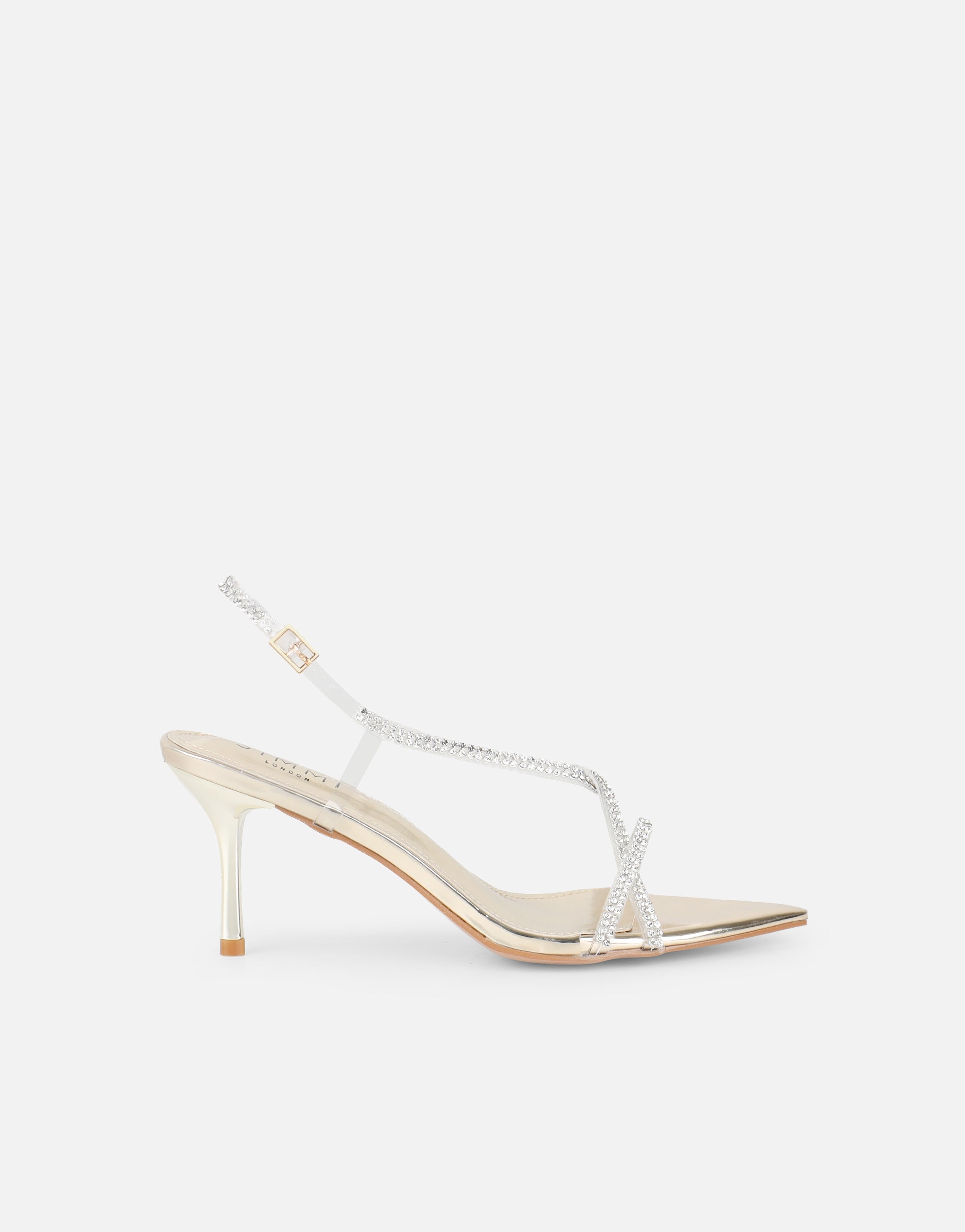 Jill gold mirror Diamante slingback heels