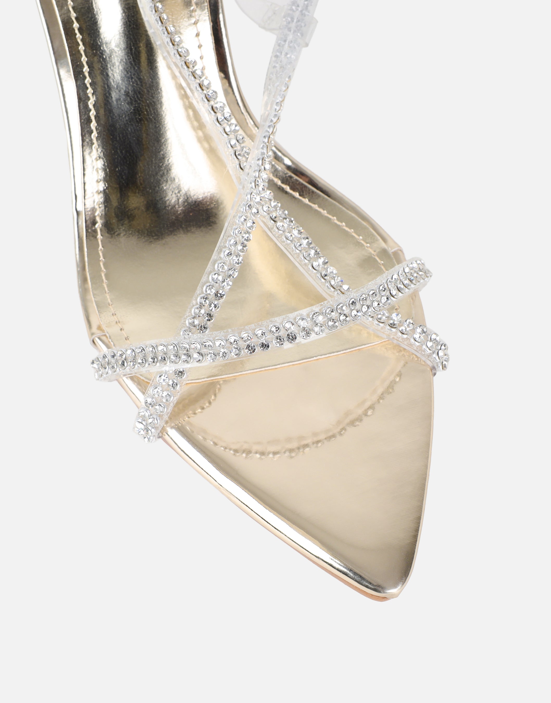 Jill gold mirror Diamante slingback heels