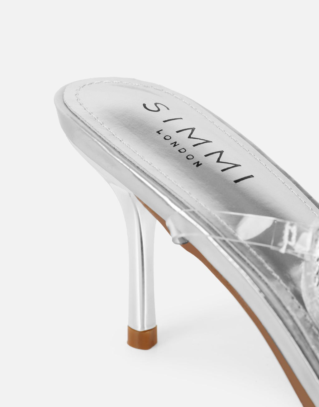 Jill Silver mirror Diamante slingback heels