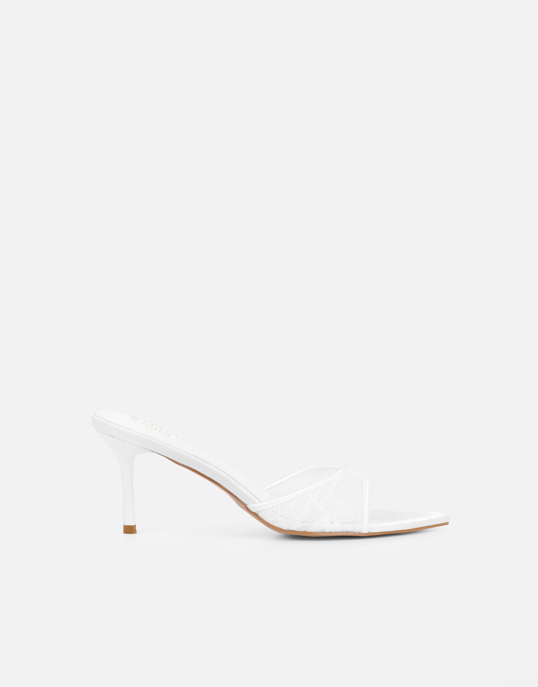 Fiorella White Lace Mules