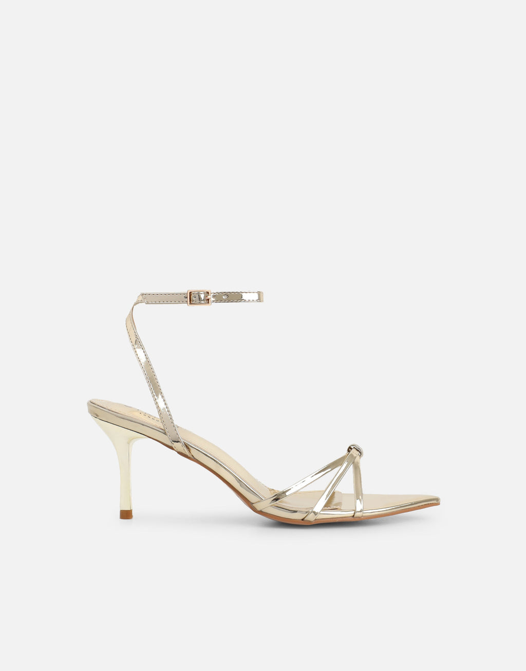 Fifi Gold Mirror Strappy Heeled Sandals