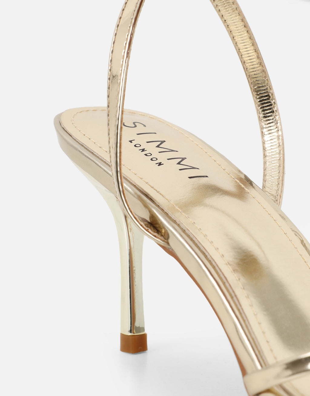 Fifi Gold Mirror Strappy Heeled Sandals
