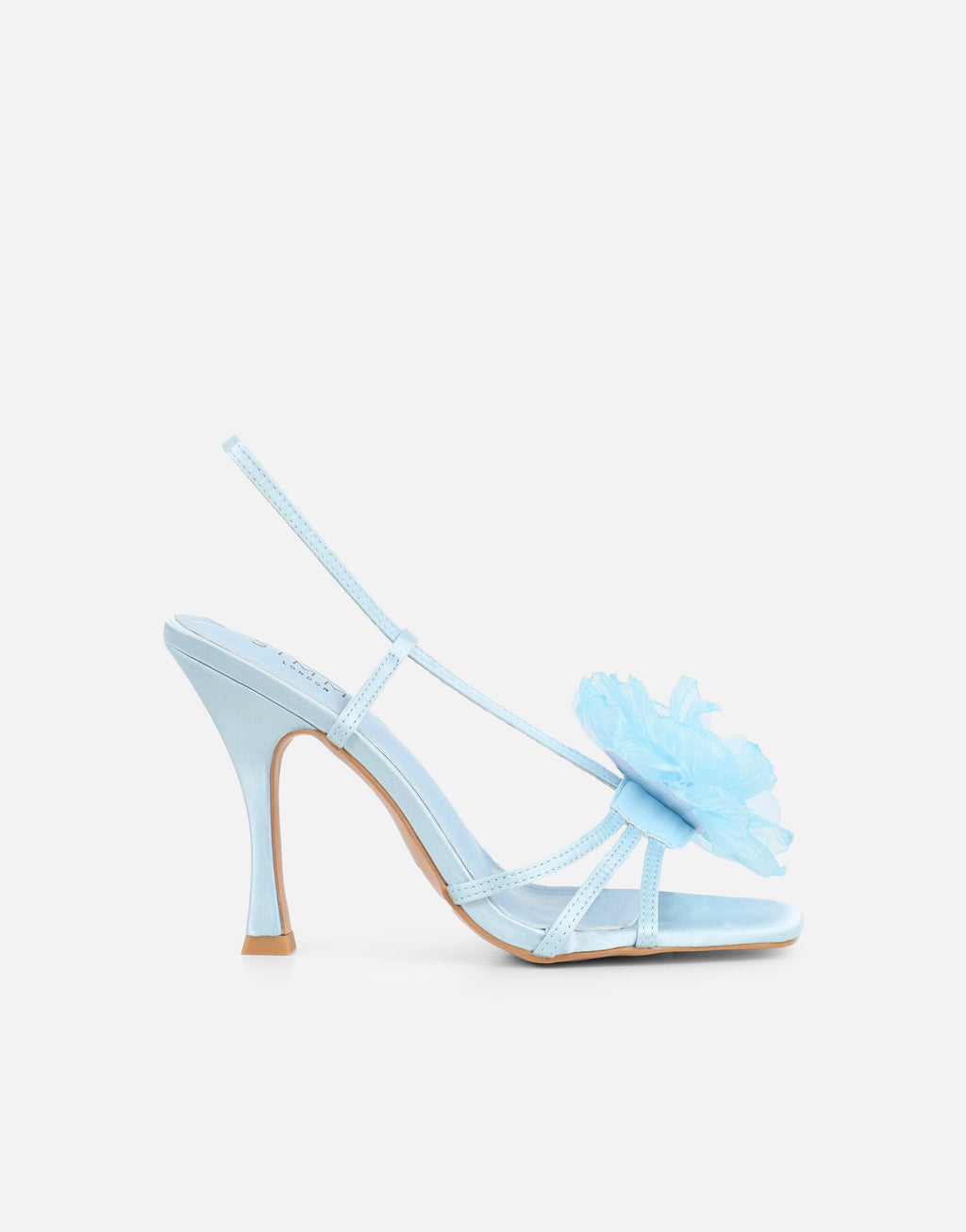 Lulu Blue Satin Mesh Flower Heeled Sandals