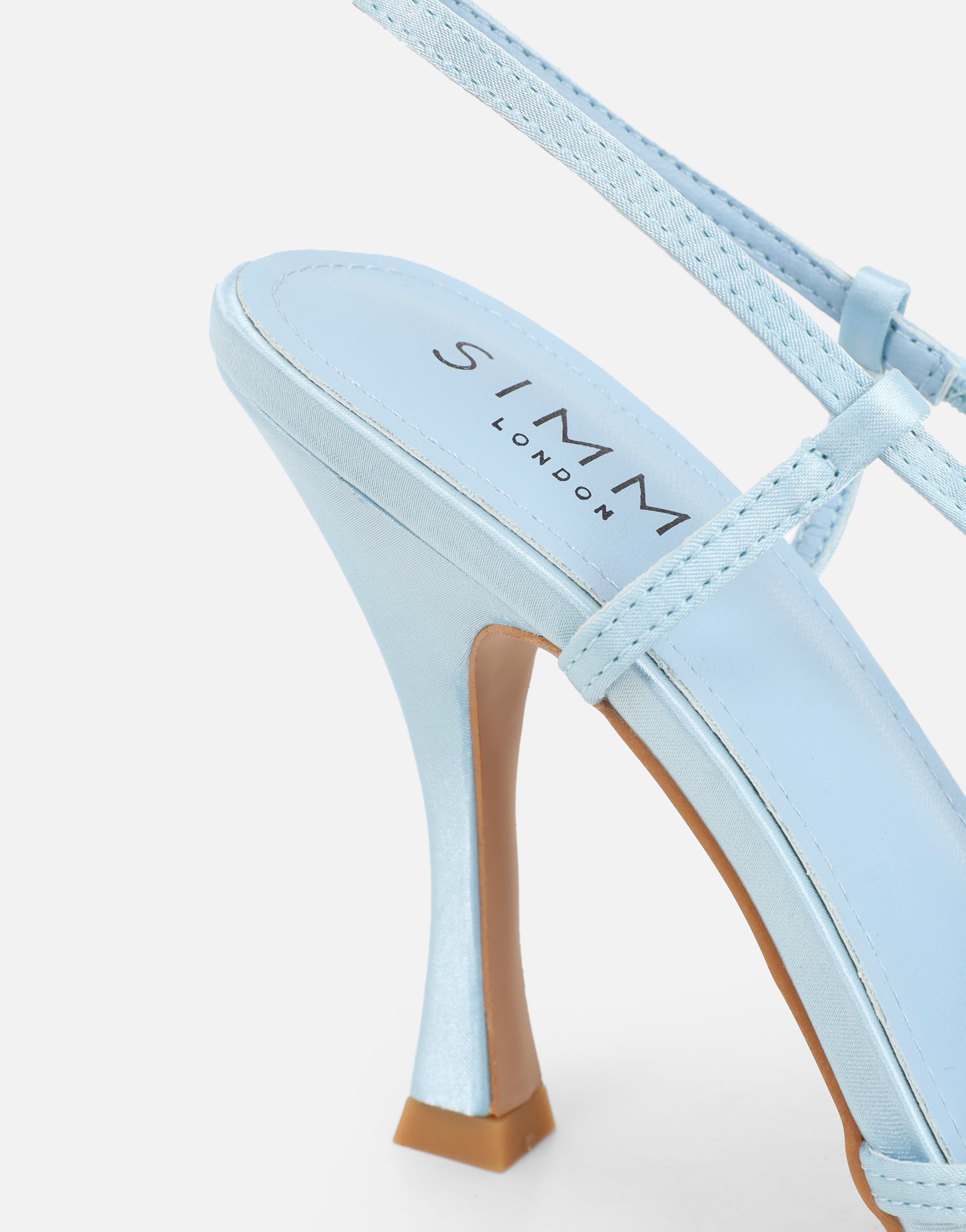 Lulu Blue Satin Mesh Flower Heeled Sandals