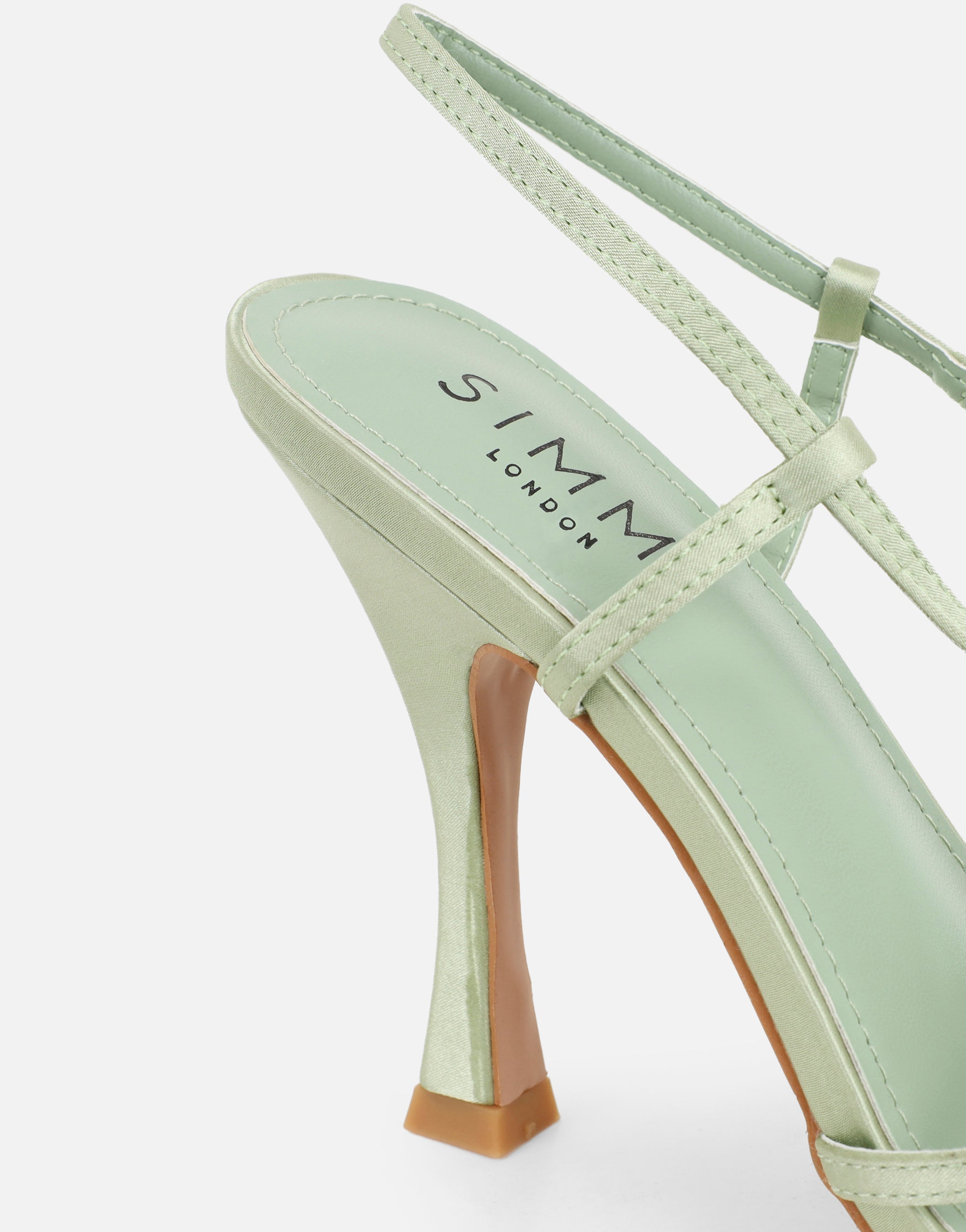 Lulu Green Satin Mesh Flower Heeled Sandals