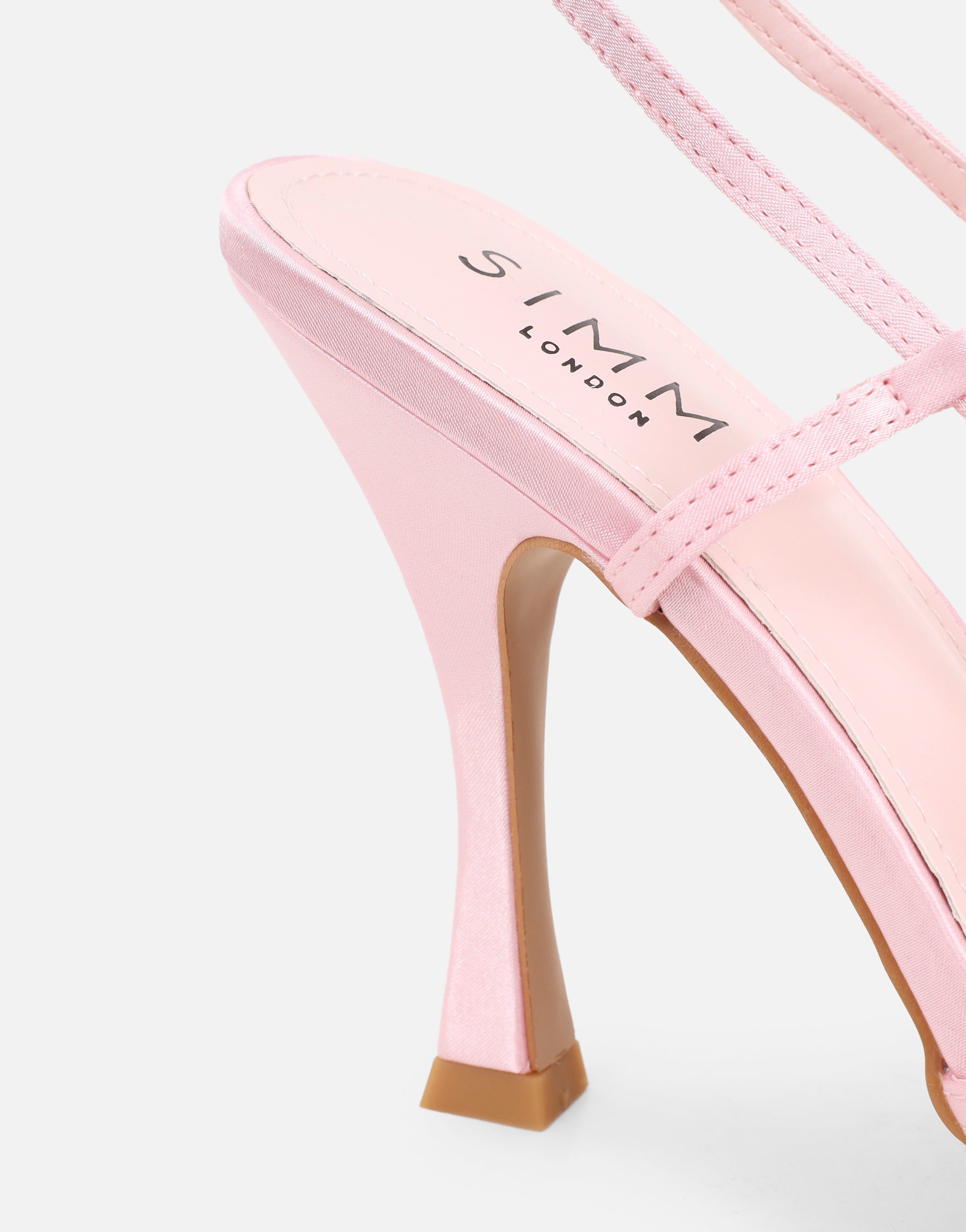 Lulu Pink Satin Mesh Flower Heeled Sandals