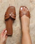 Jorja Tan Slip On Flat Sandals