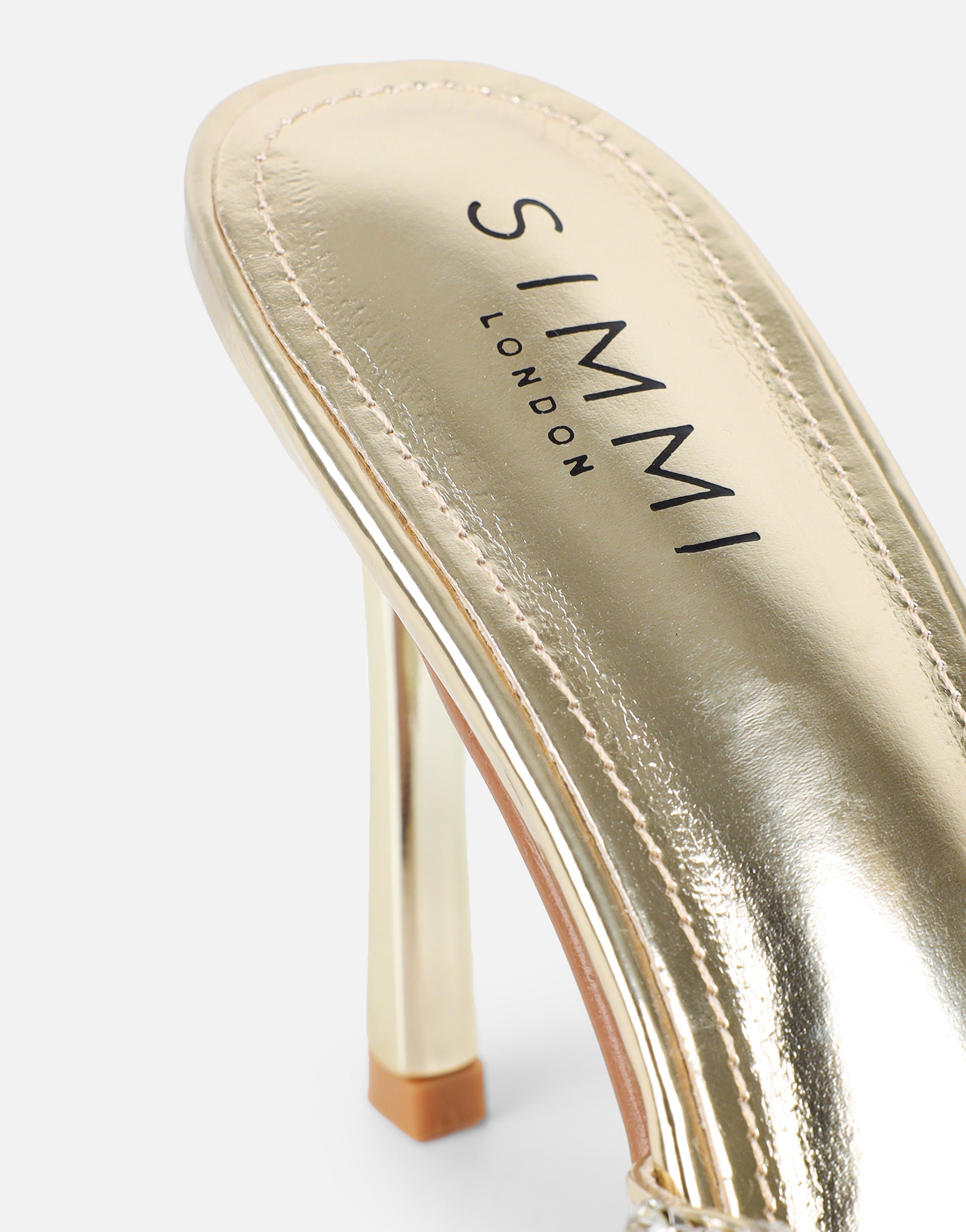 Keely Gold Mirror Diamante Crossover Mules