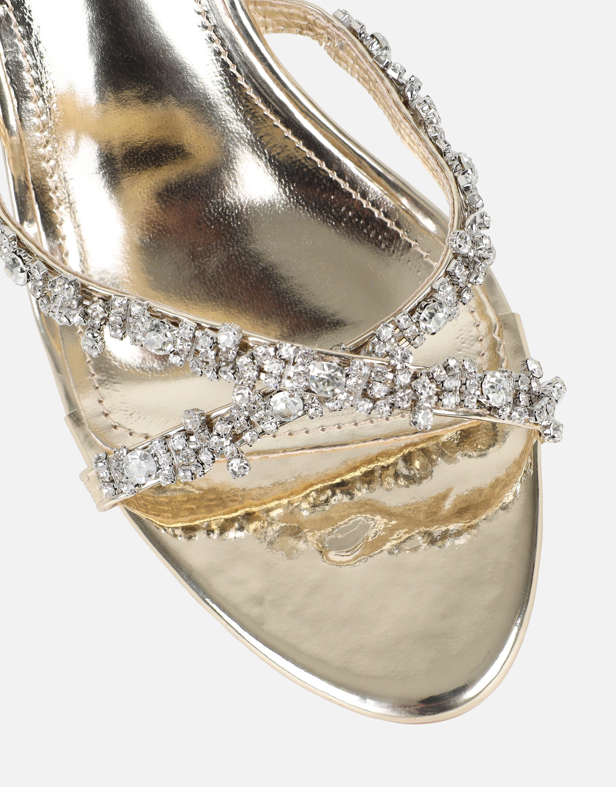 Keely Gold Mirror Diamante Crossover Mules
