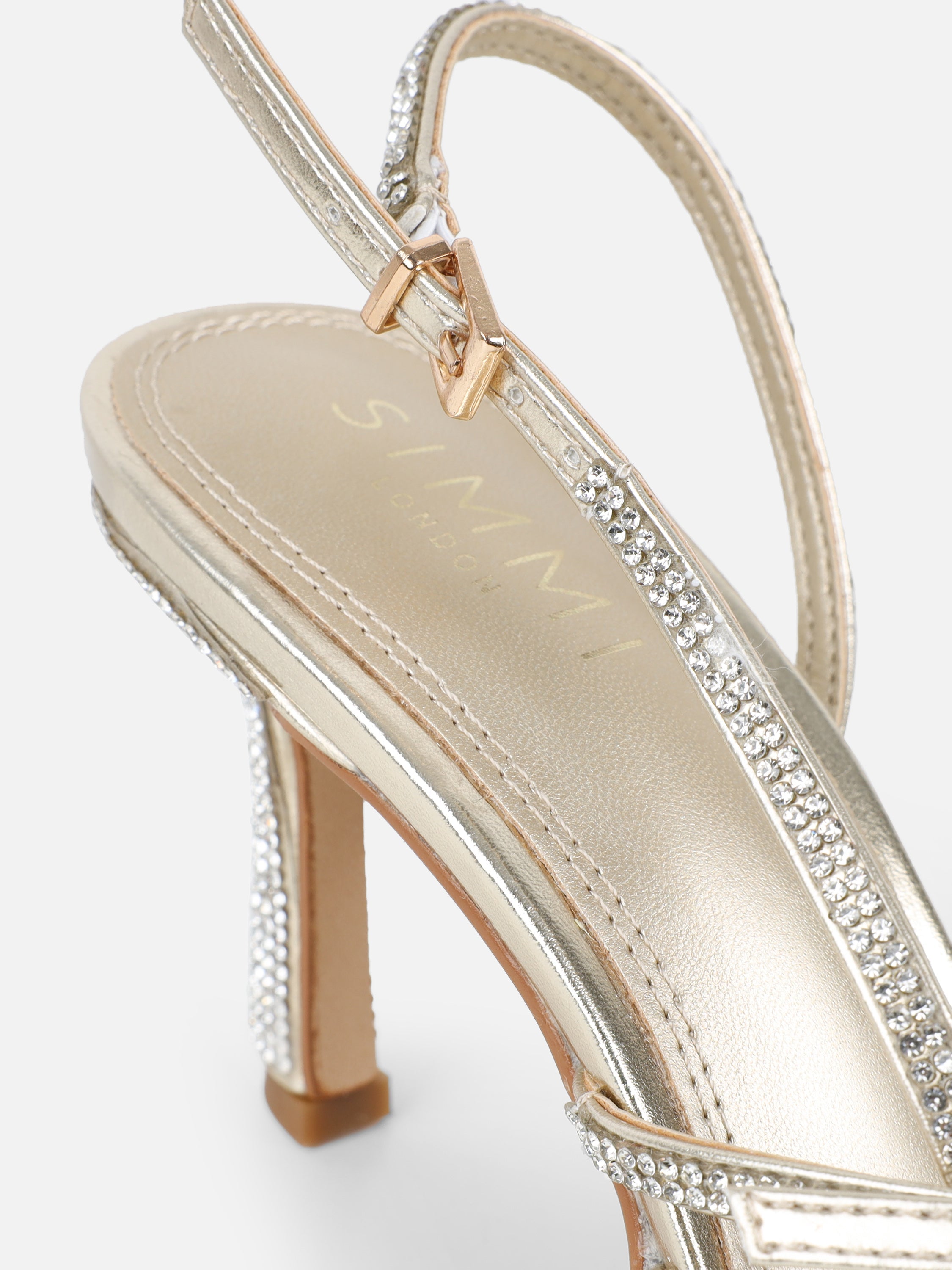 Serenitie Gold Diamante Buckle Detail Slingback Court Shoes