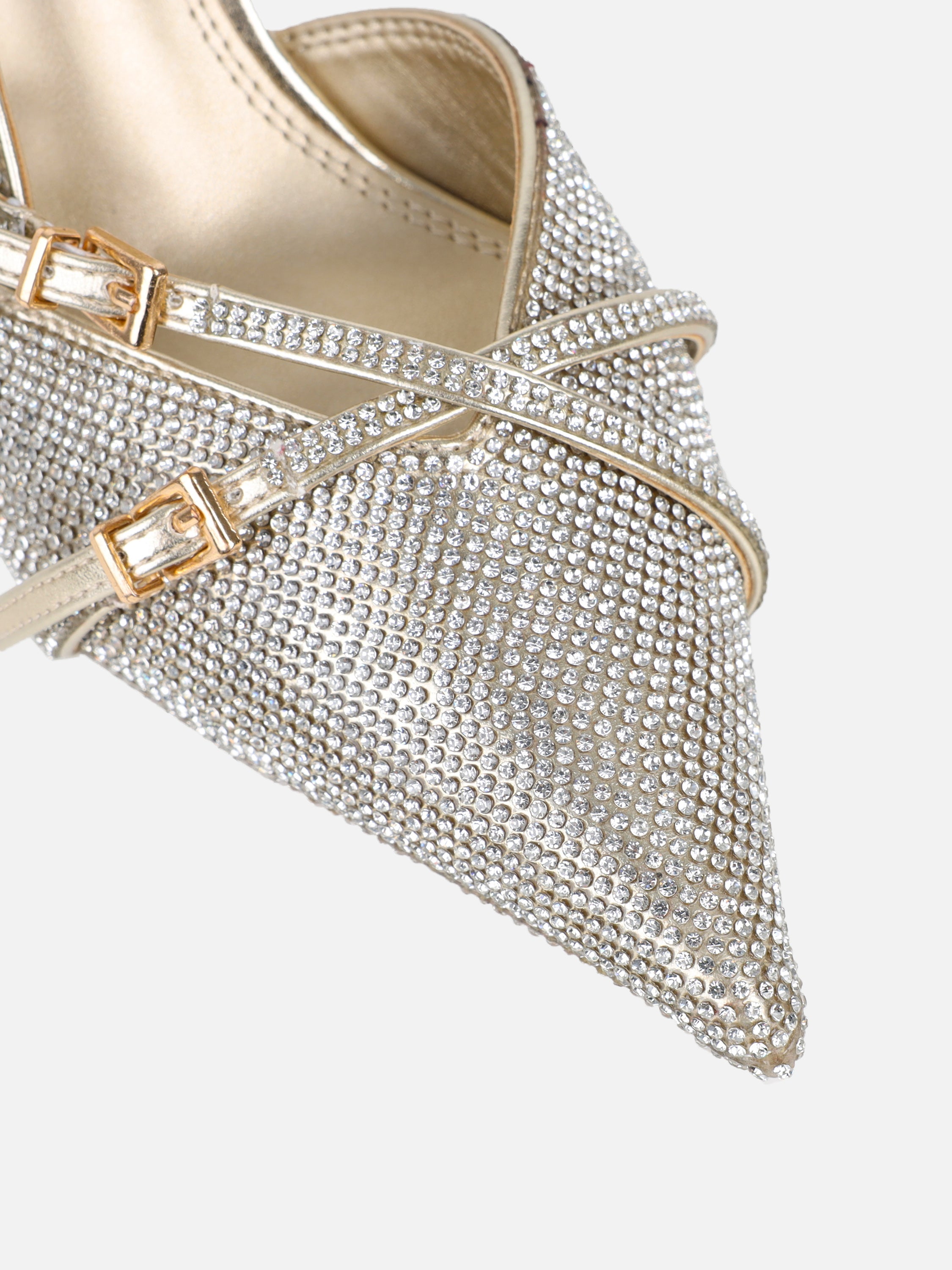 Serenitie Gold Diamante Buckle Detail Slingback Court Shoes
