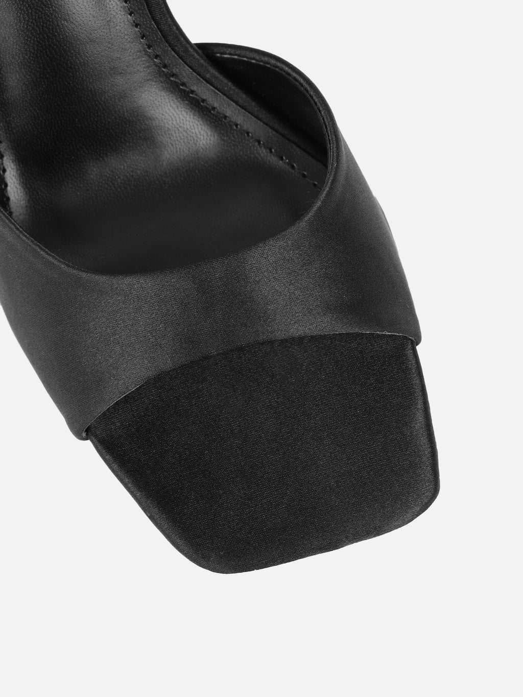 Jeena Black Satin Block Heeled Sandals
