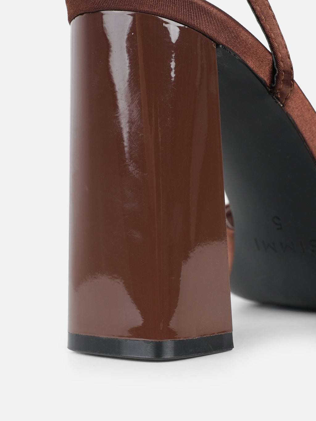 Jeena Chocolate Satin Block Heeled Sandals