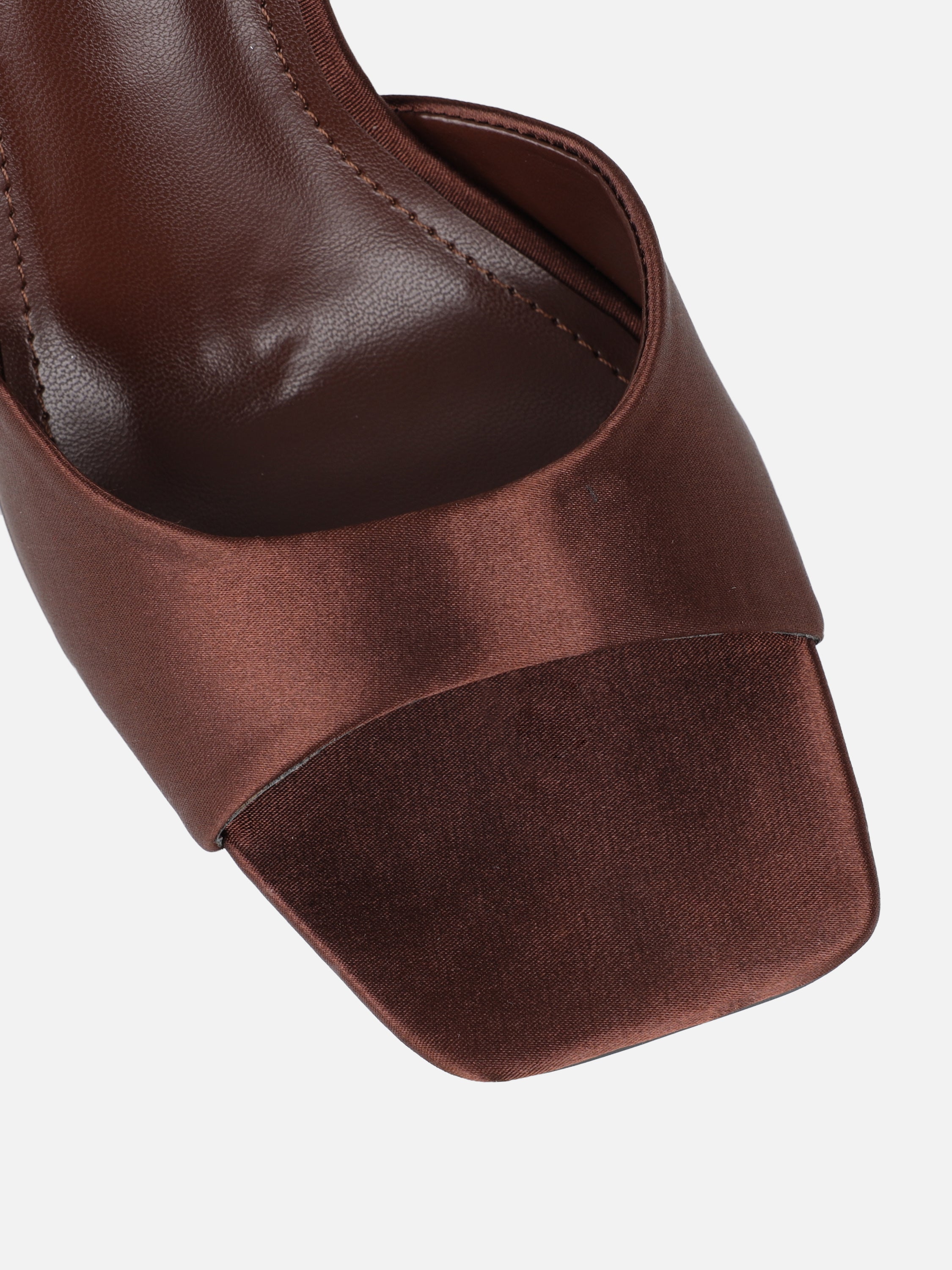 Jeena Chocolate Satin Block Heeled Sandals