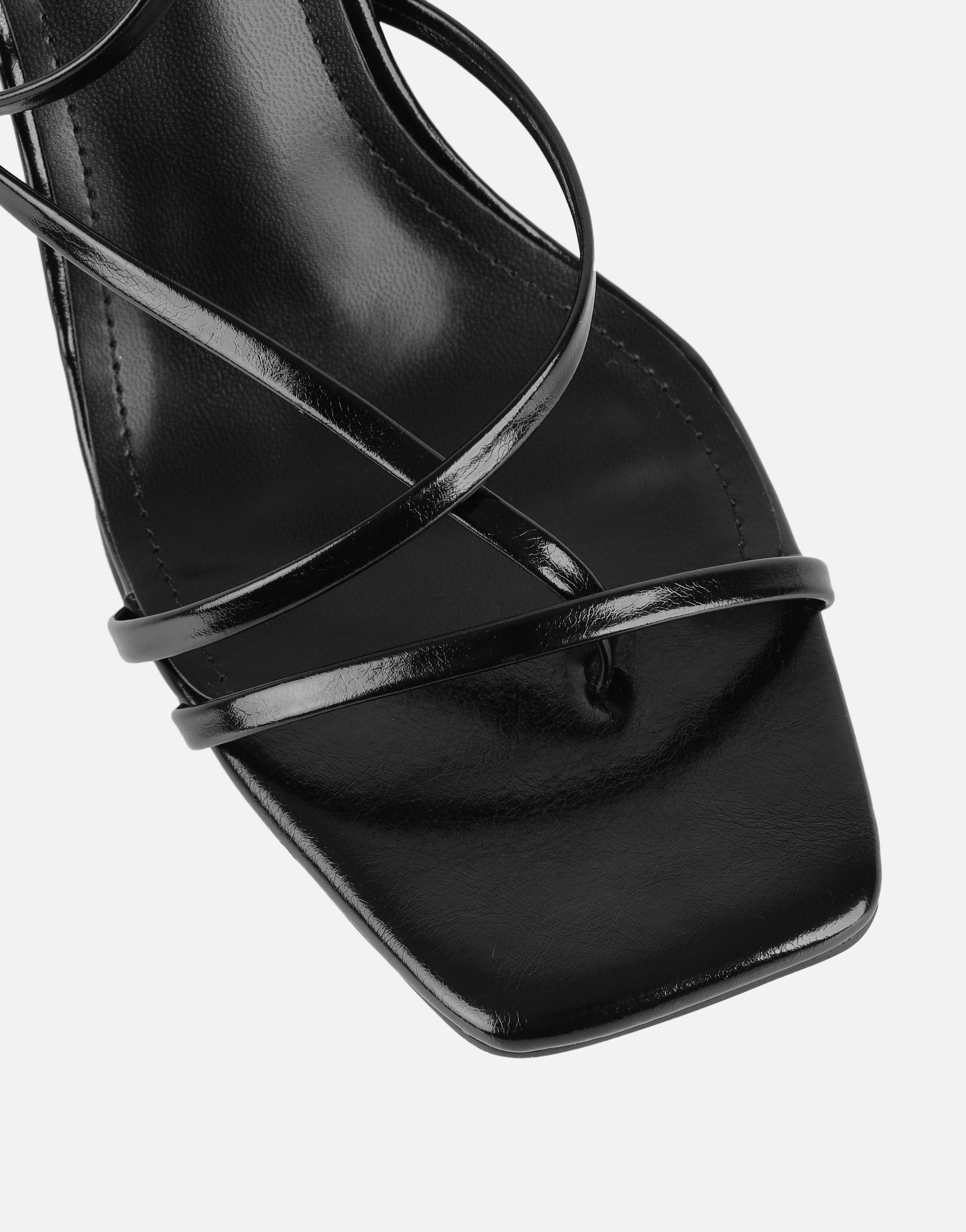 Xyla Black Strappy Block Heeled Sandals