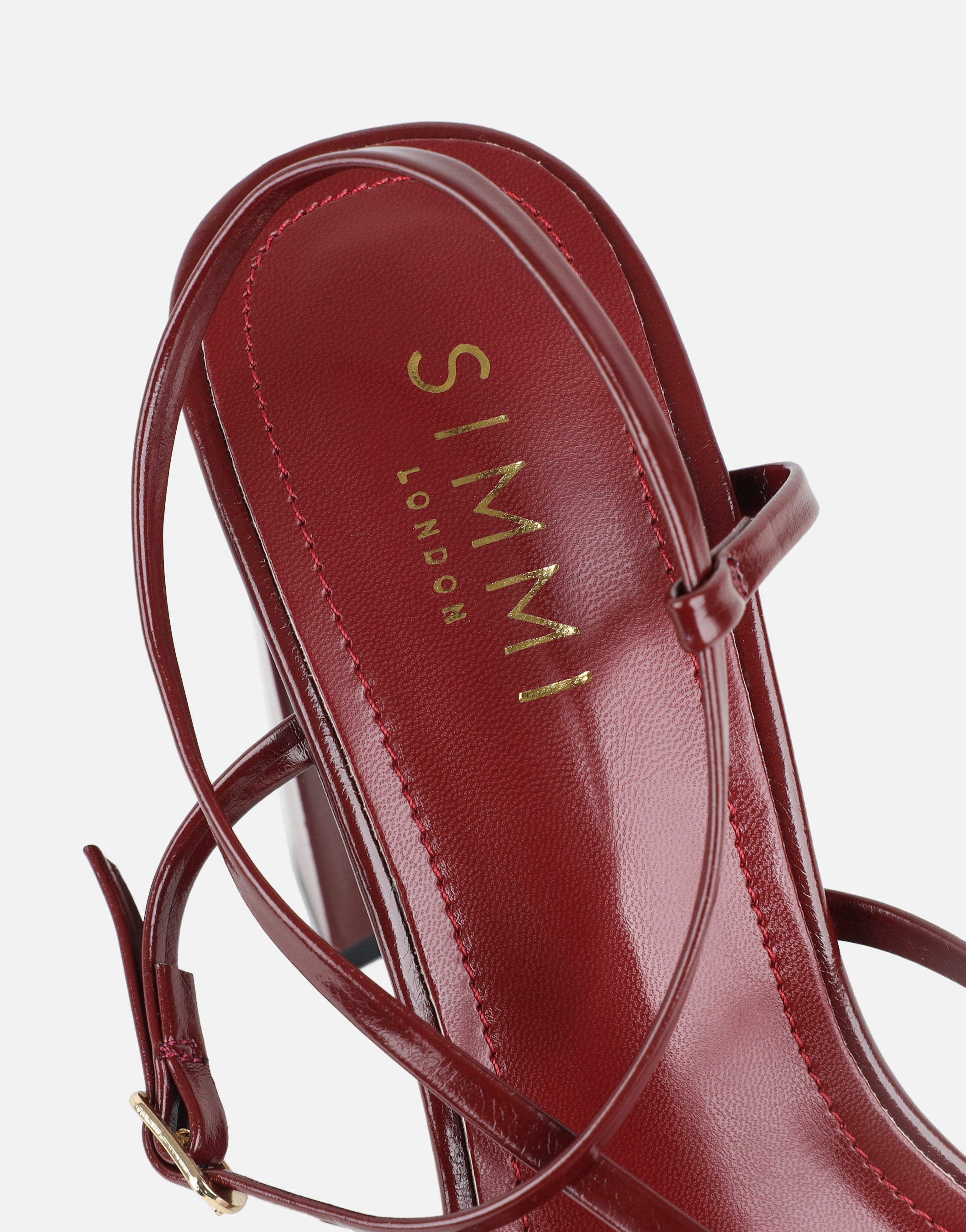Xyla Burgundy Strappy Block Heeled Sandals