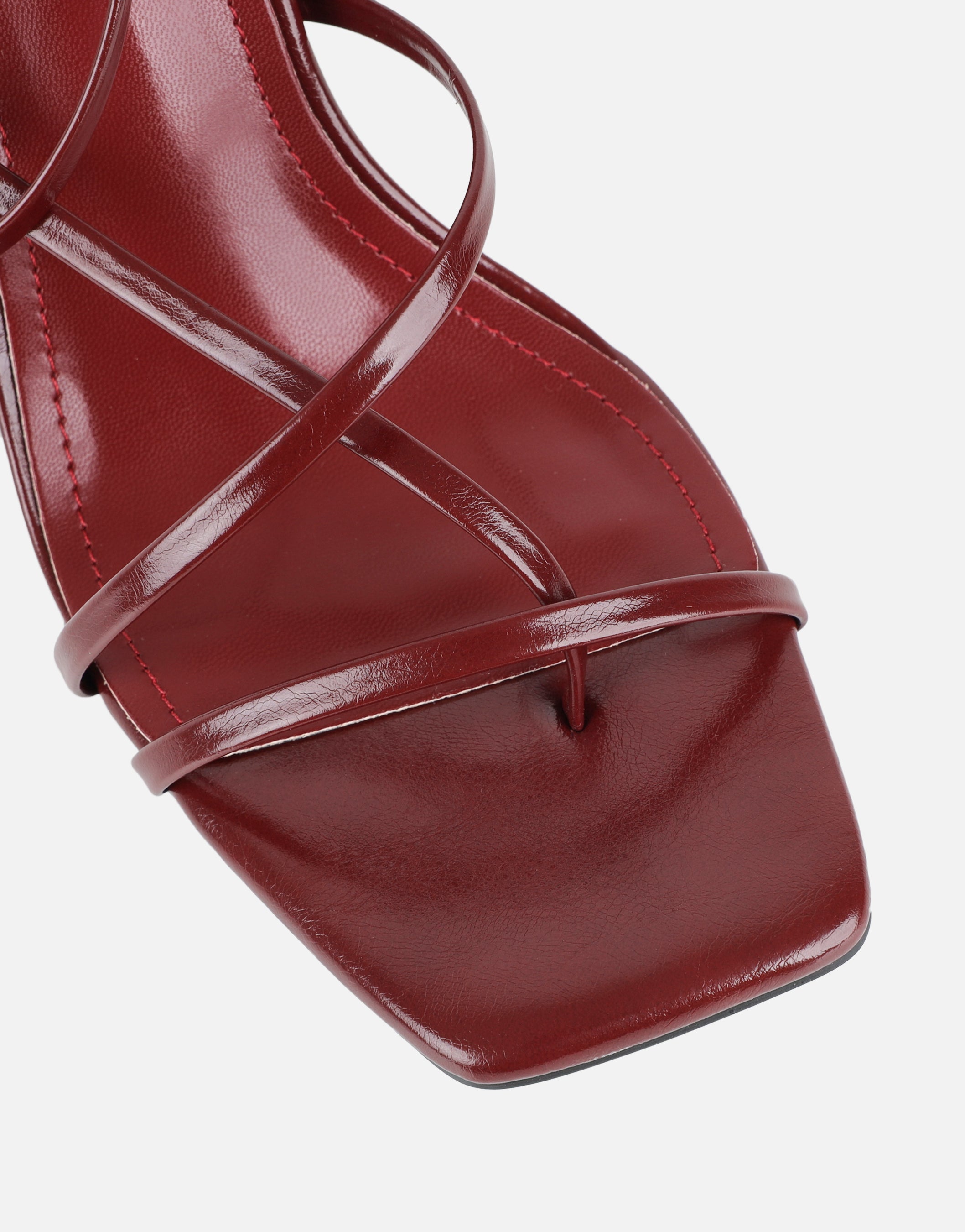 Xyla Burgundy Strappy Block Heeled Sandals