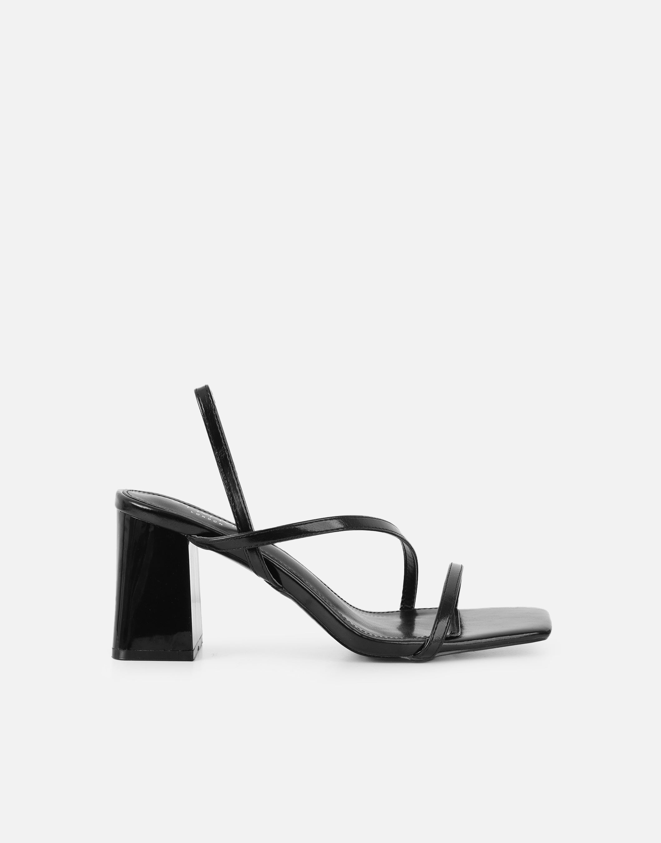 Manzi Black Strappy Block Heeled Sandals