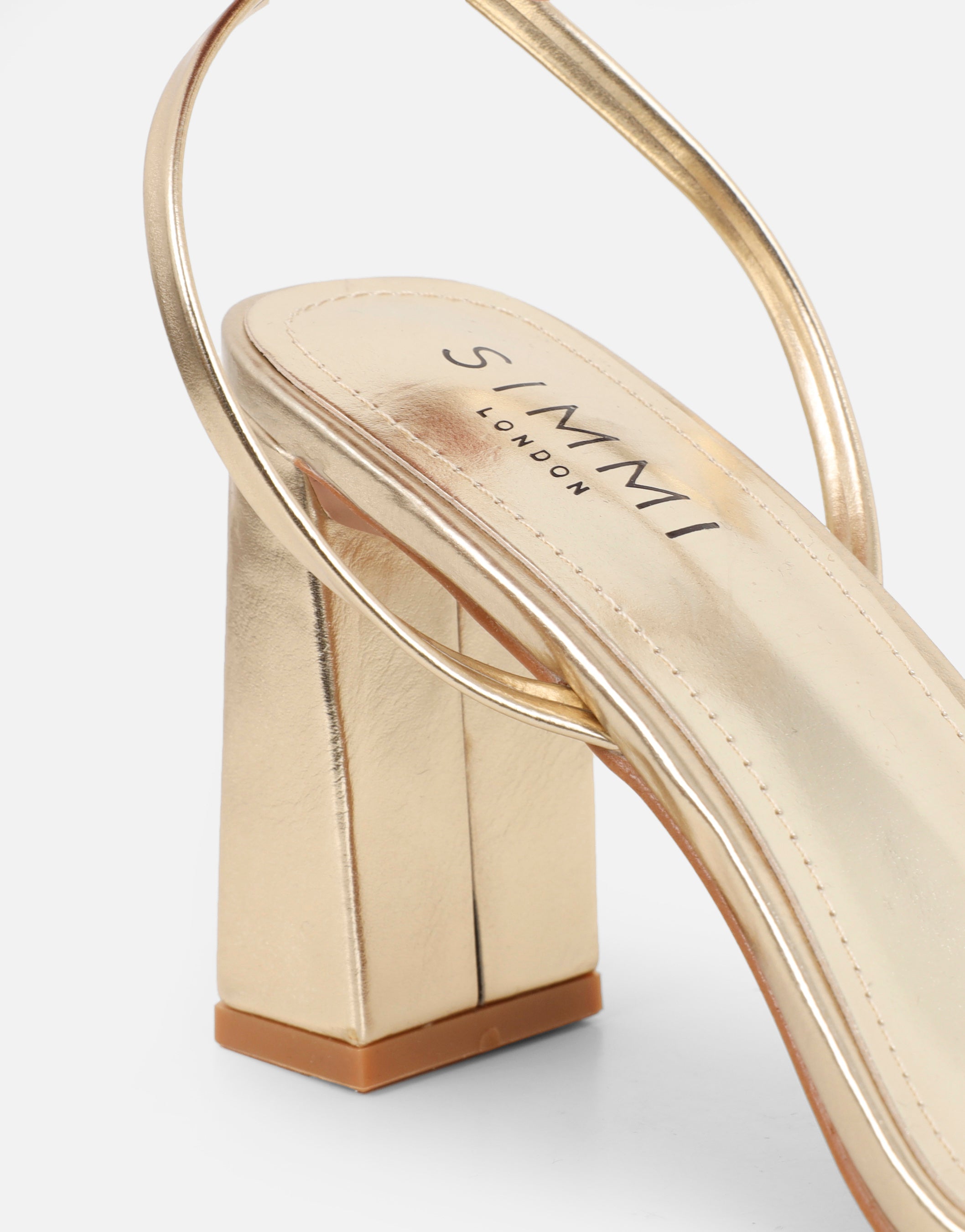 Citra Gold Metallic Strappy Block Heeled Sandals