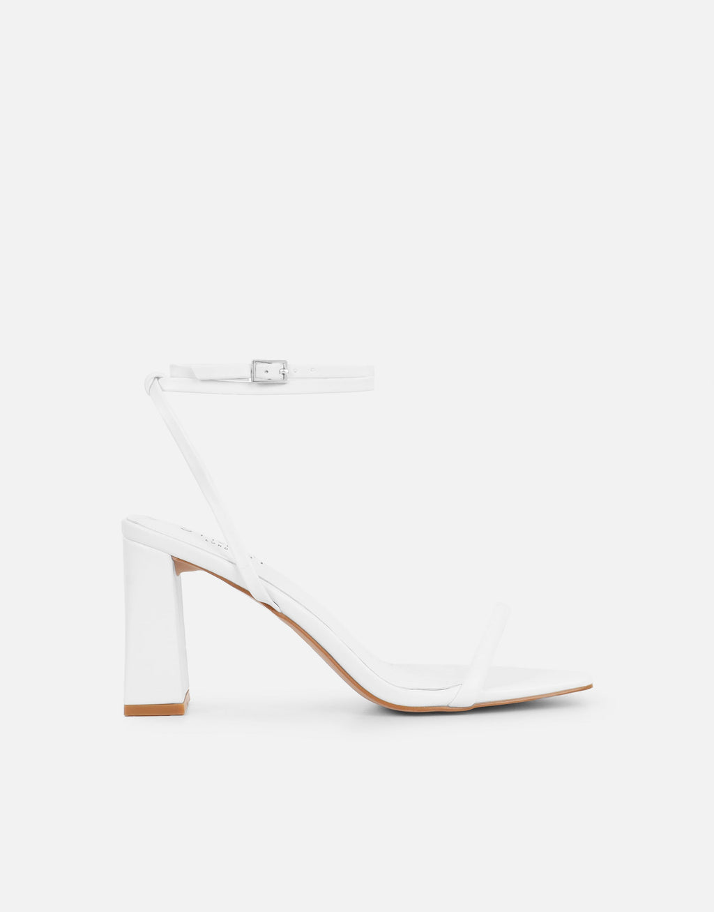 Citra White Strappy Block Heeled Sandals