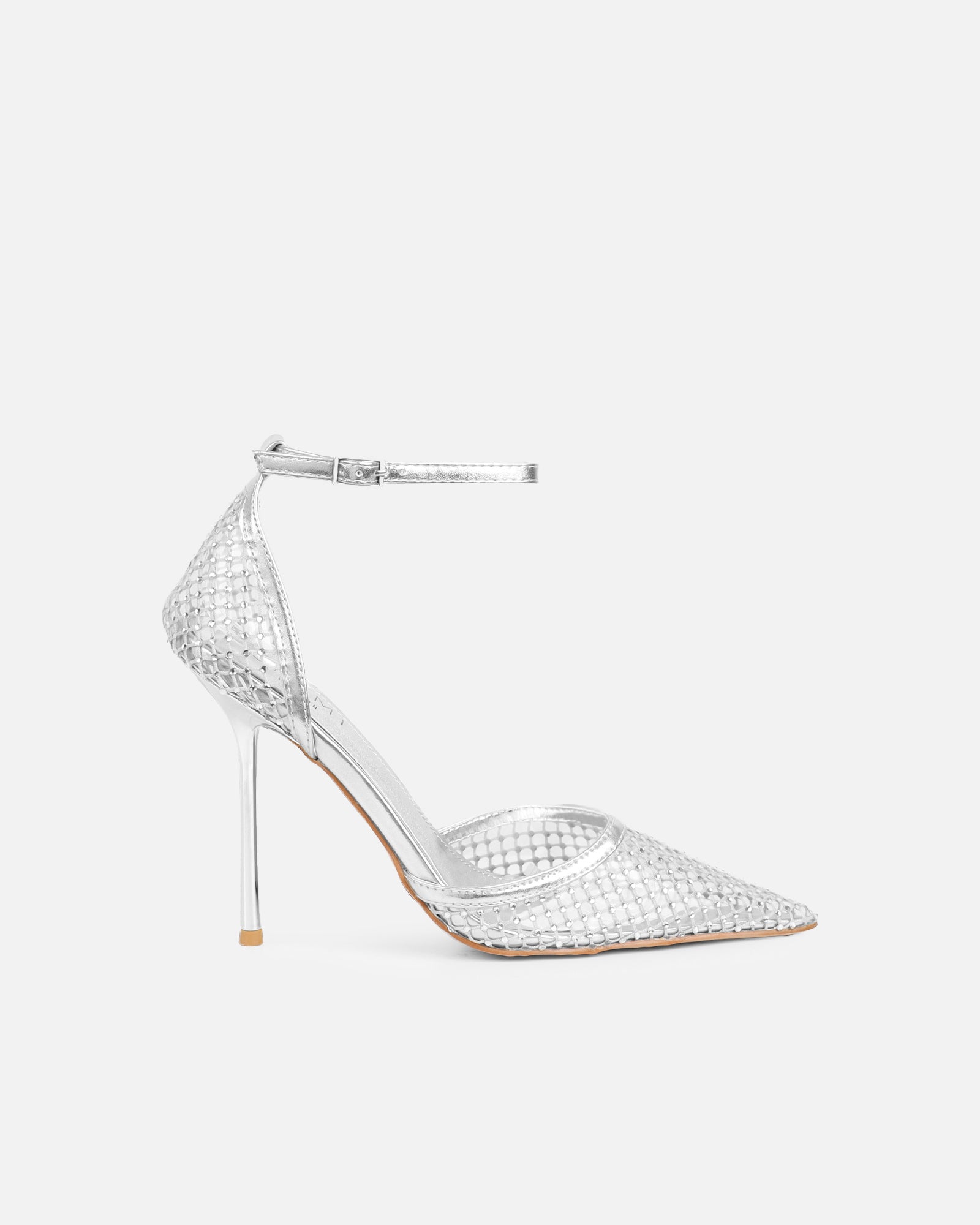 Manni Silver Mesh Diamante Heels