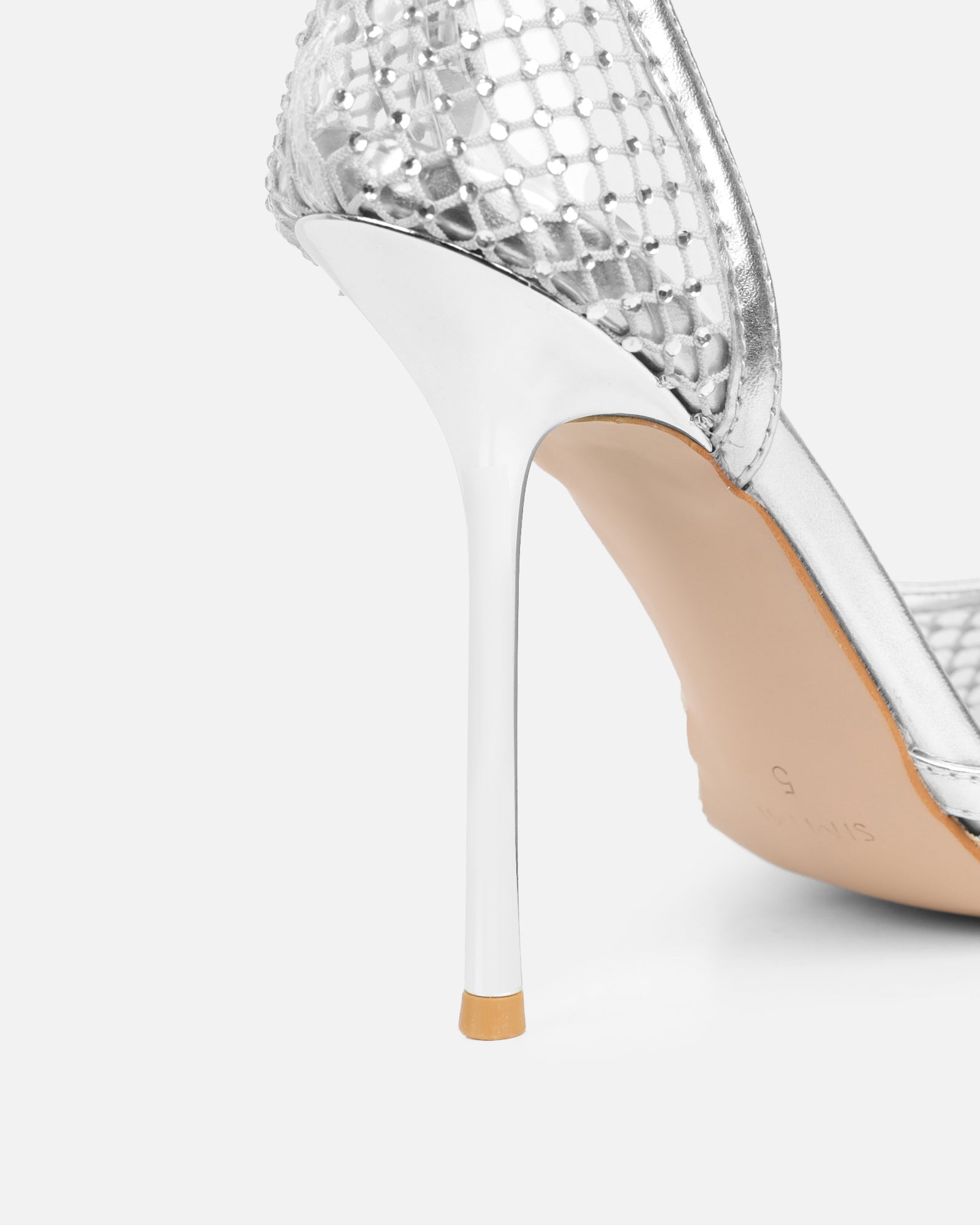 Manni Silver Mesh Diamante Heels