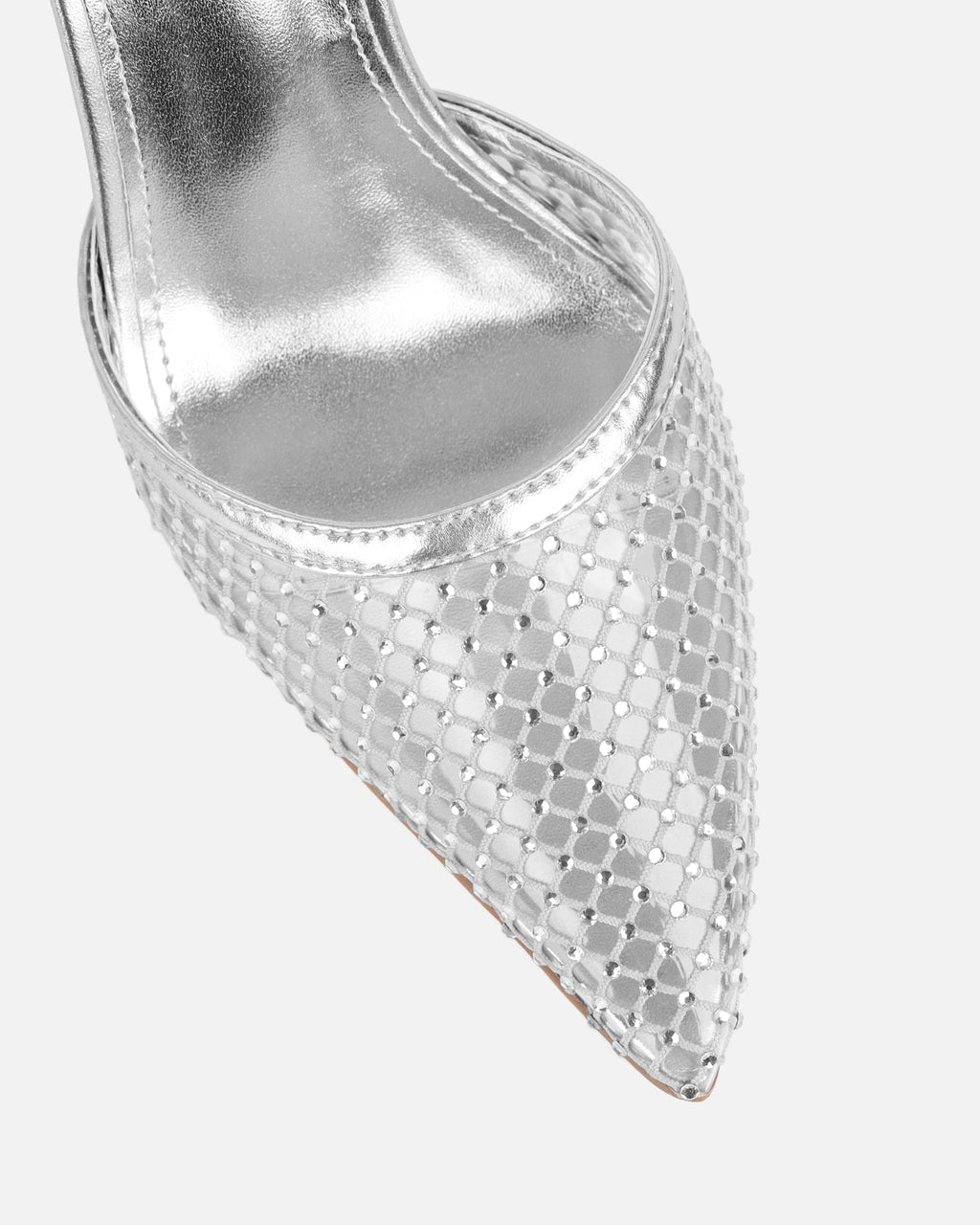 Manni Silver Mesh Diamante Heels