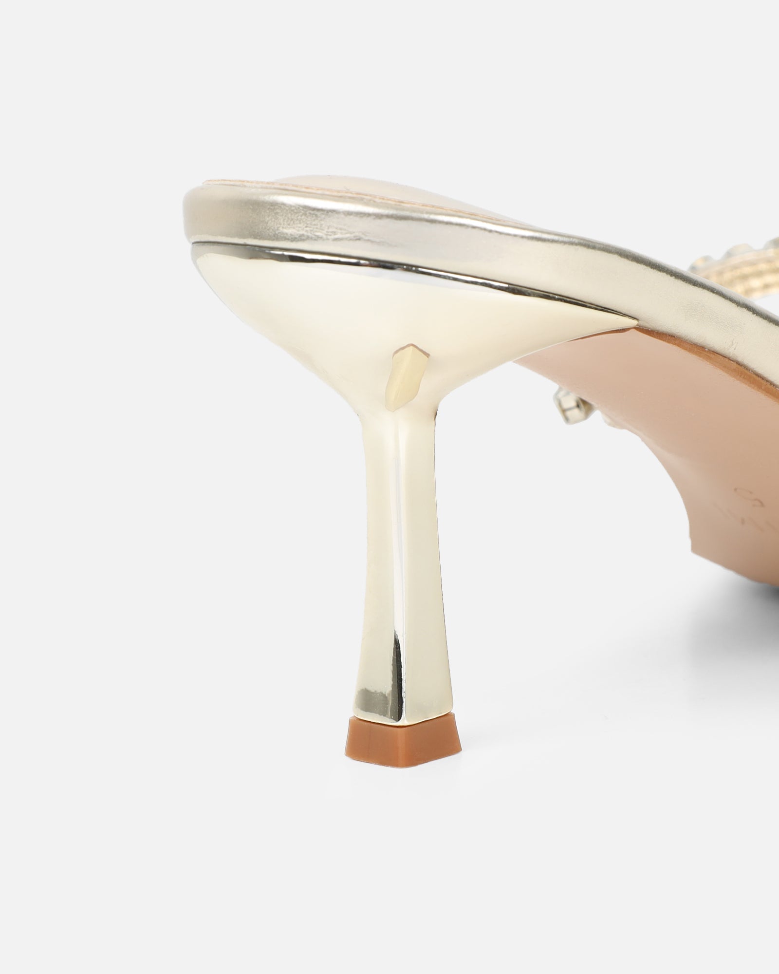 Sheen Gold Metallic Diamante Toe Post Heeled Sandals
