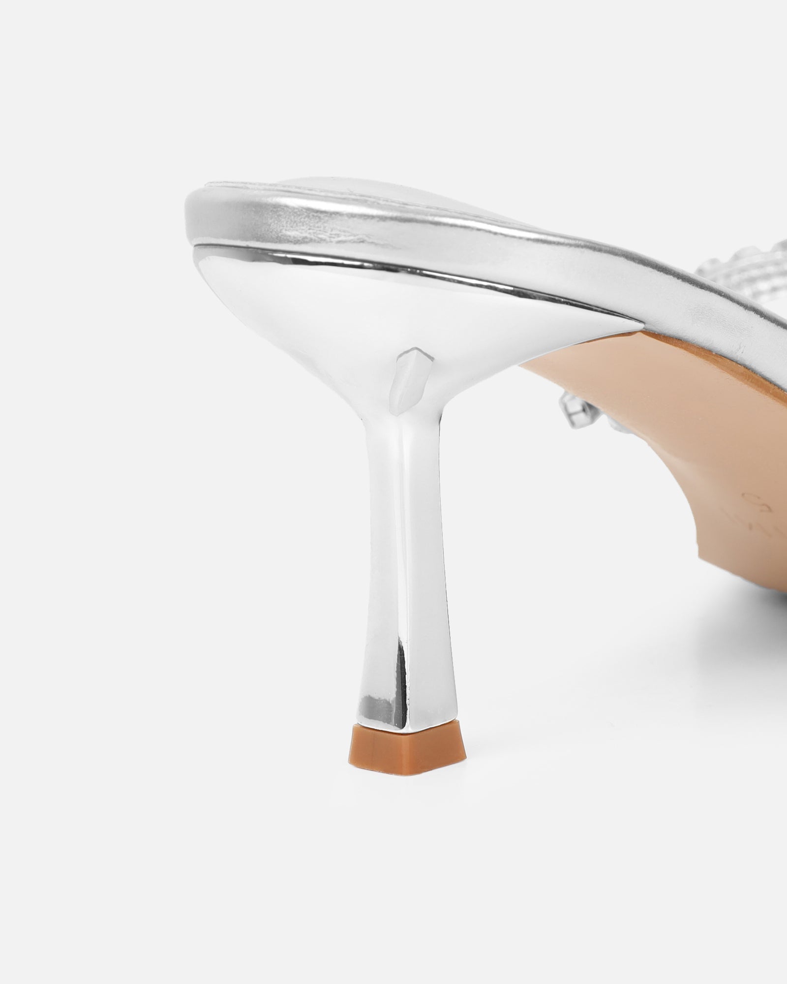 Sheen Silver Metallic Diamante Toe Post Heeled Sandals