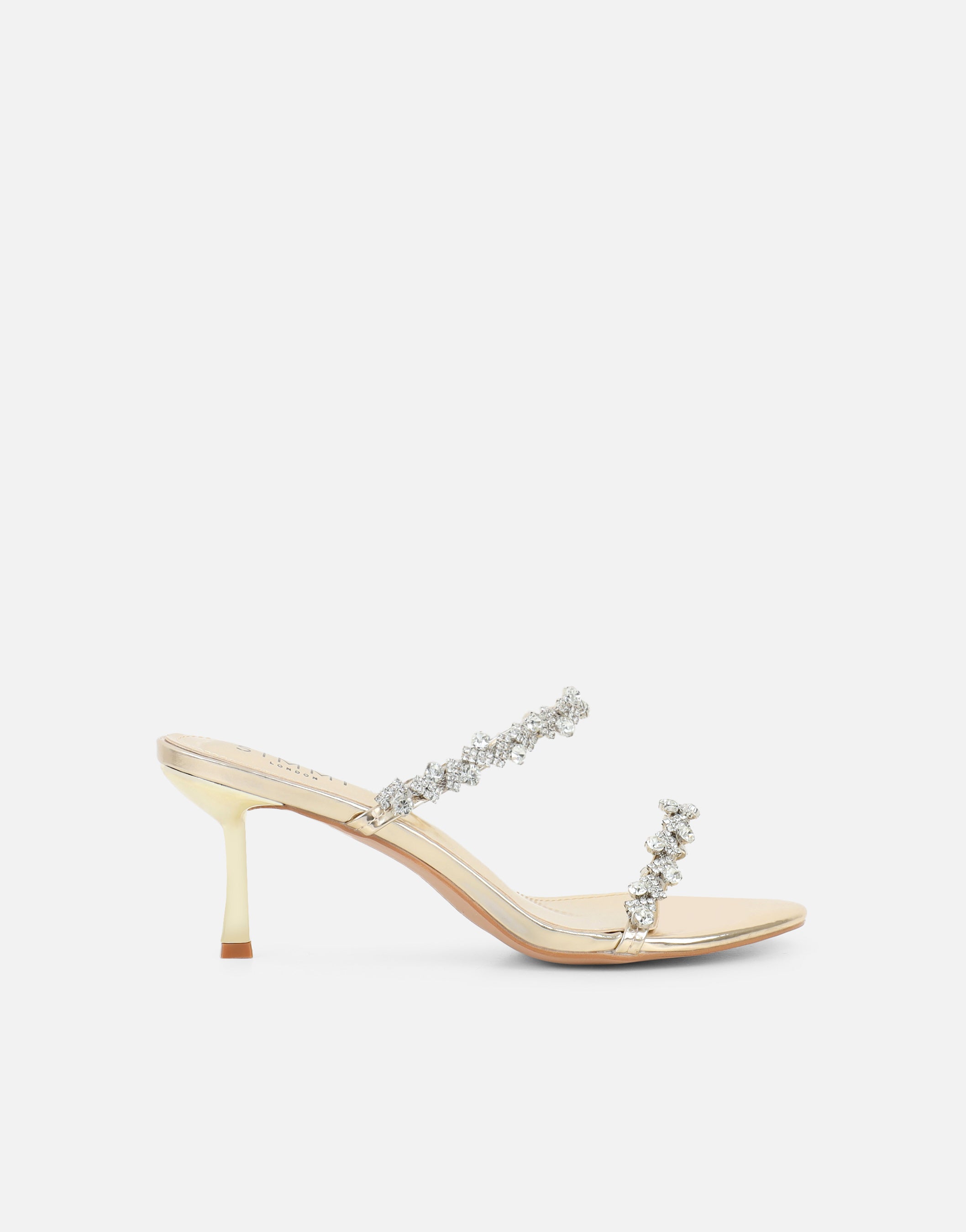 Maude Gold Mirror Diamante Mules