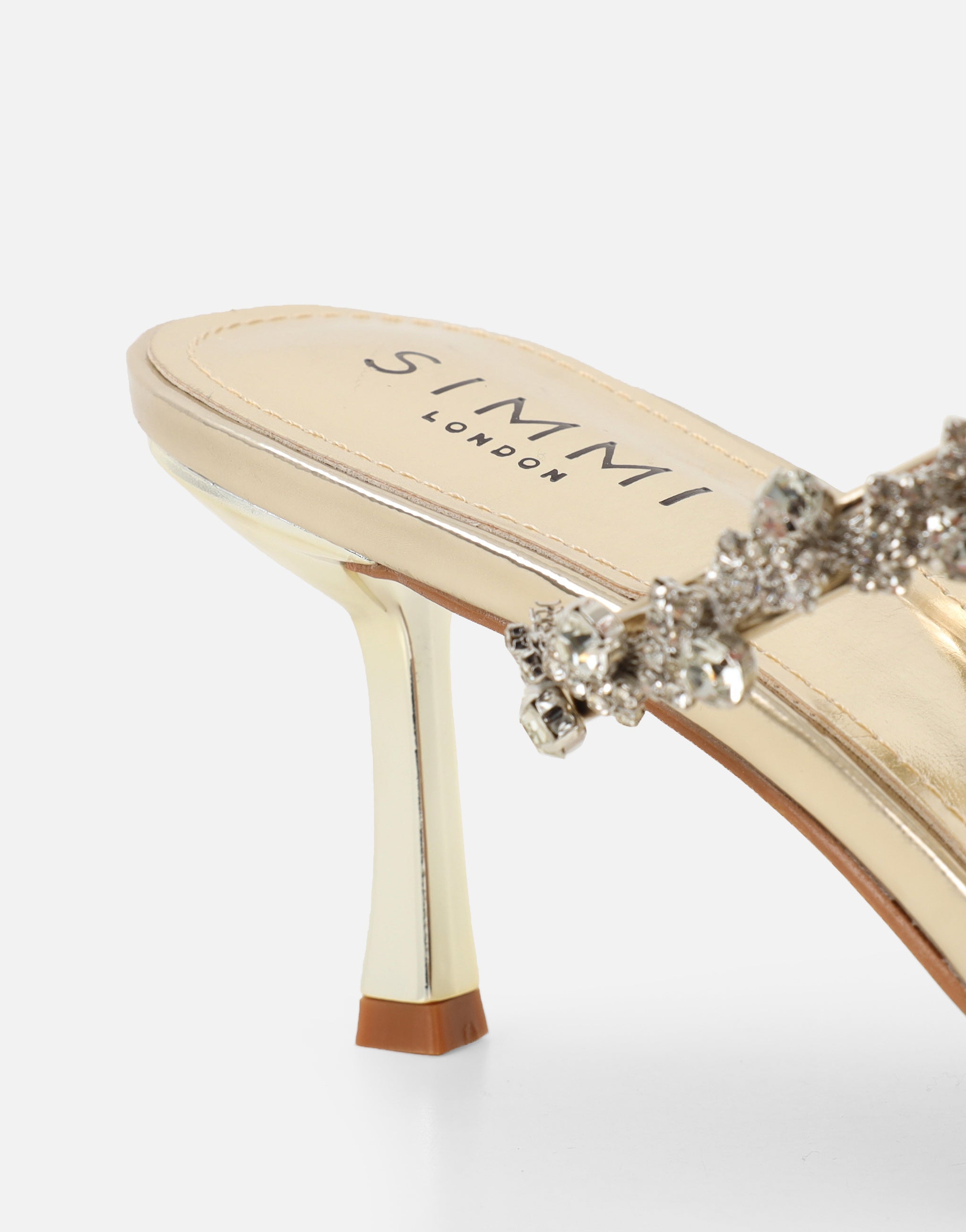 Maude Gold Mirror Diamante Mules