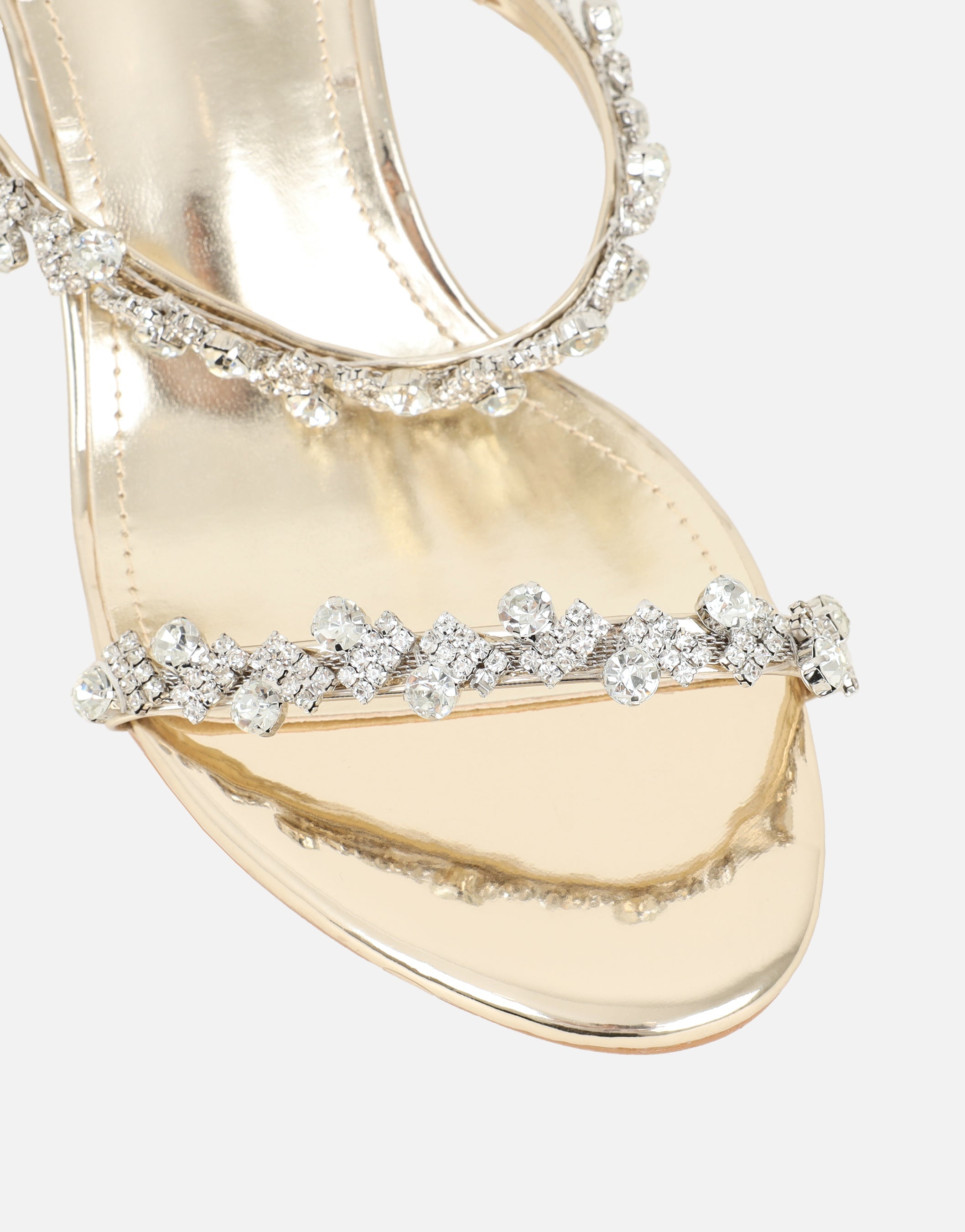 Maude Gold Mirror Diamante Mules