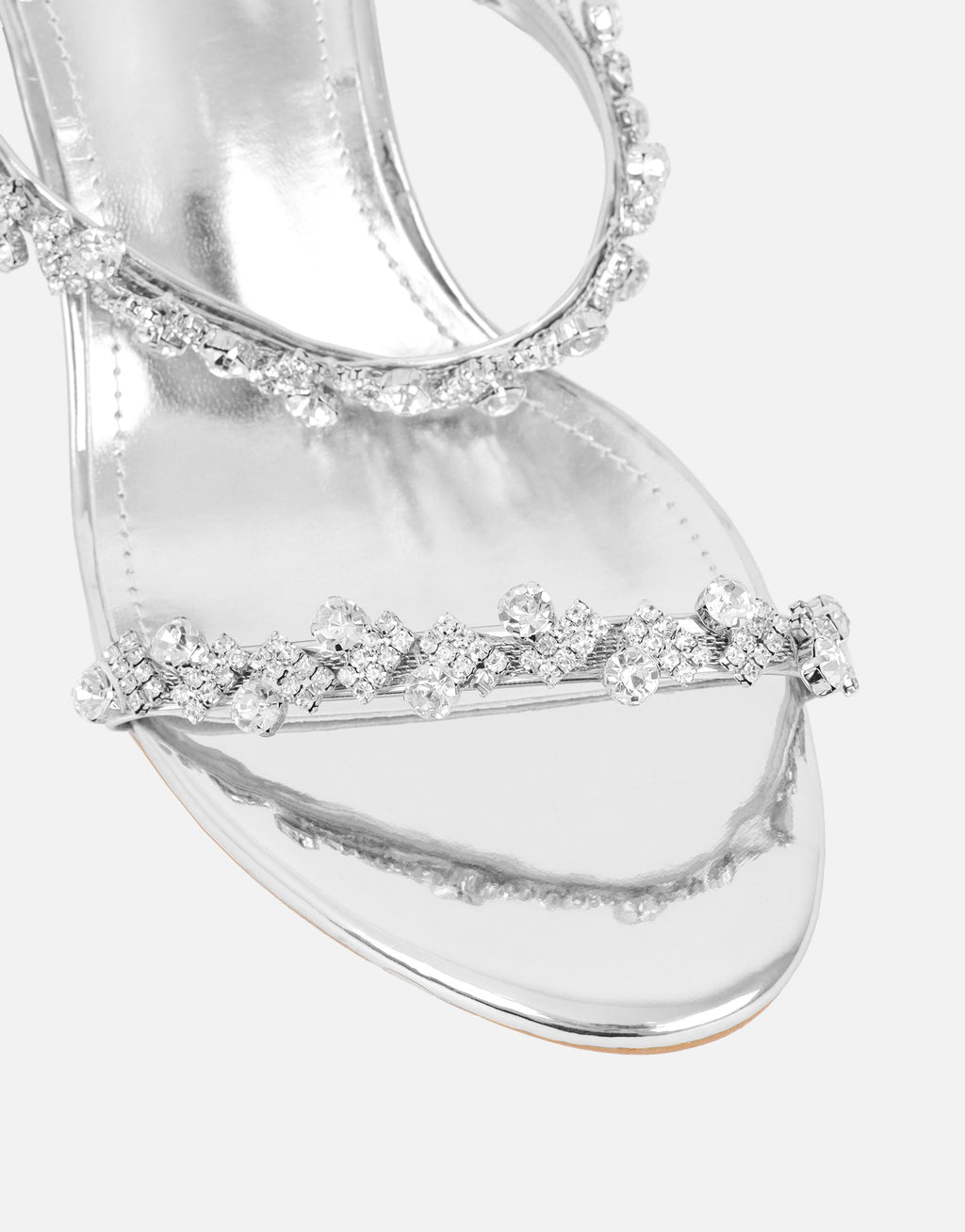Maude Silver Mirror Diamante Mules