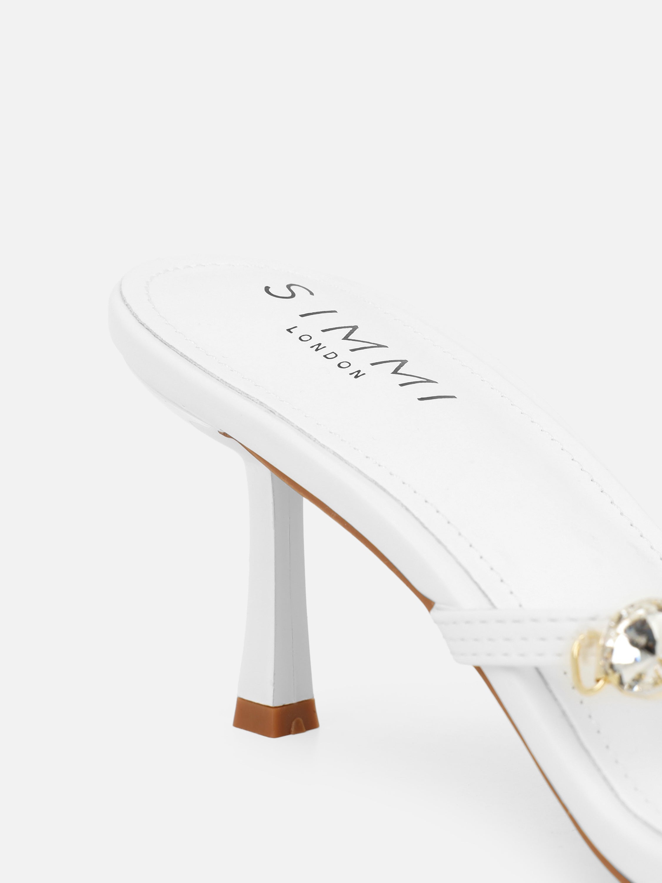Silla White Shell Detail Toe Post Heeled Sandals