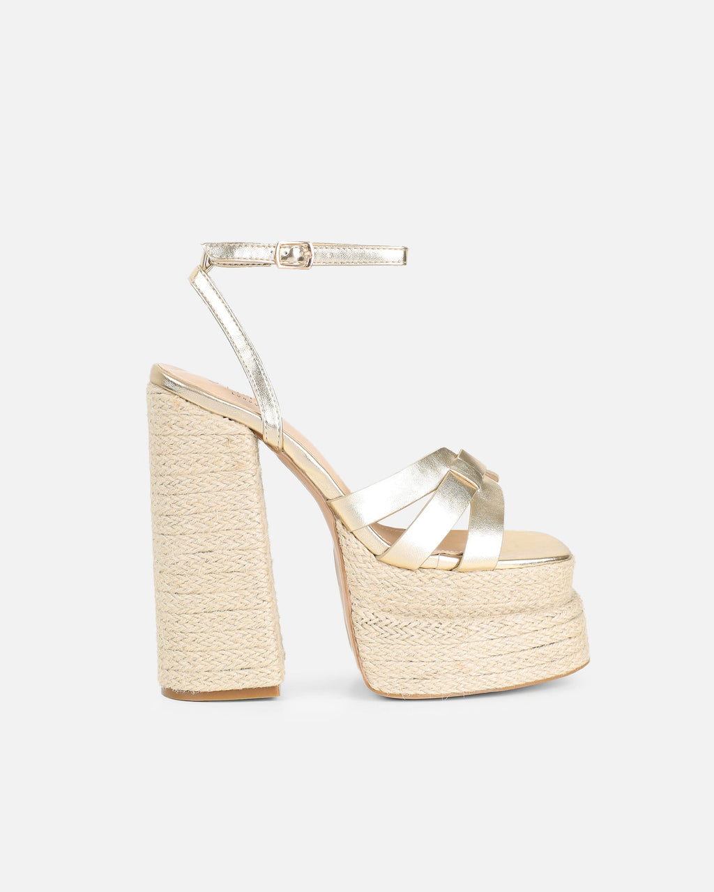 Papzi Gold Metallic Platform Heeled Sandals
