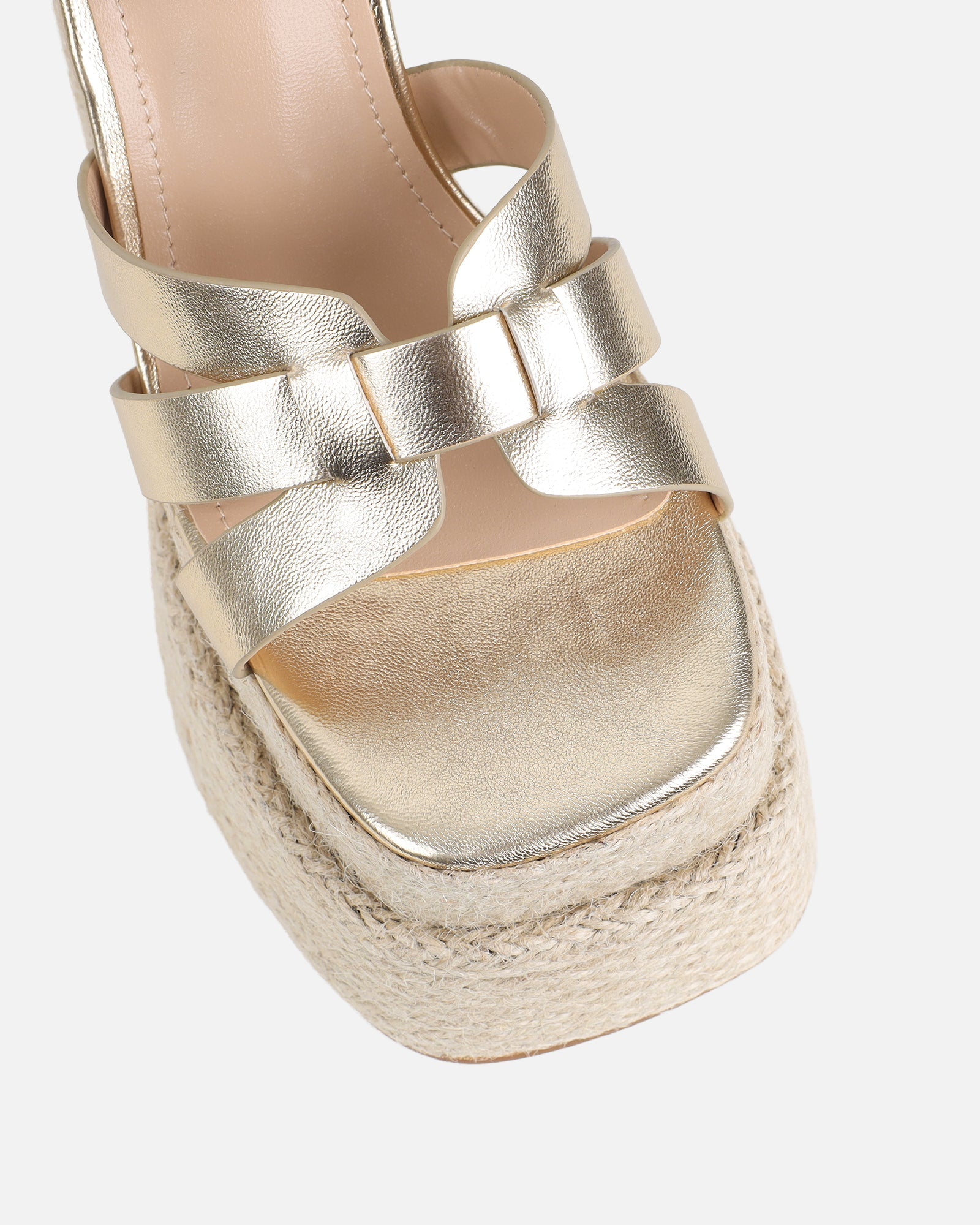 Papzi Gold Metallic Platform Heeled Sandals