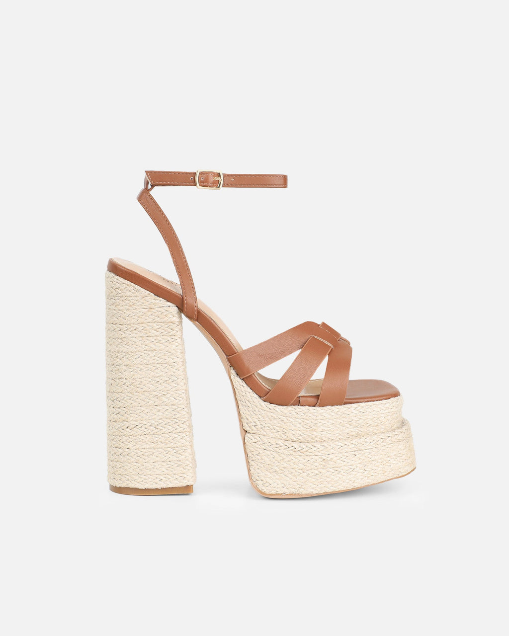 Papzi Tan Platform Heeled Sandals
