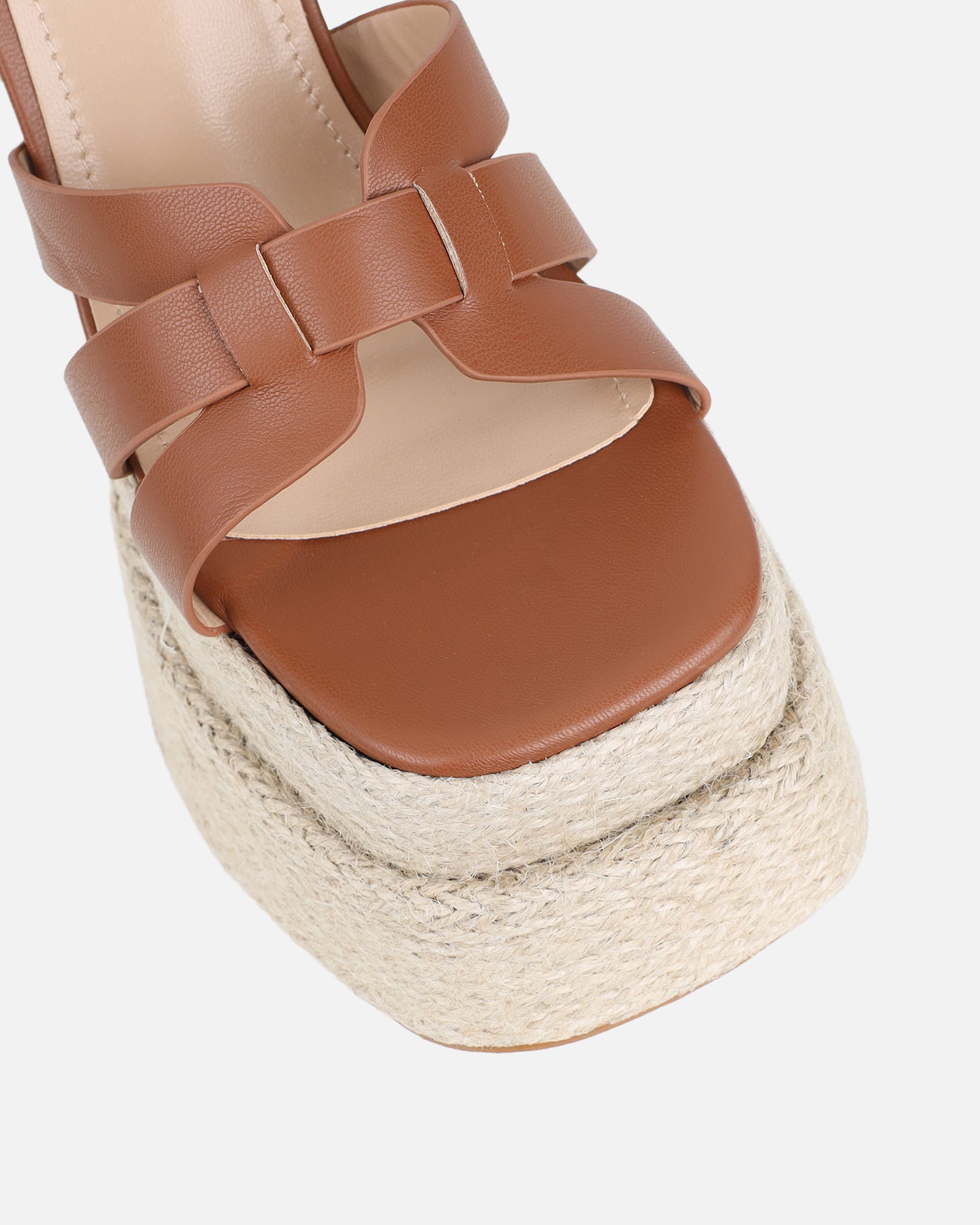 Papzi Tan Platform Heeled Sandals