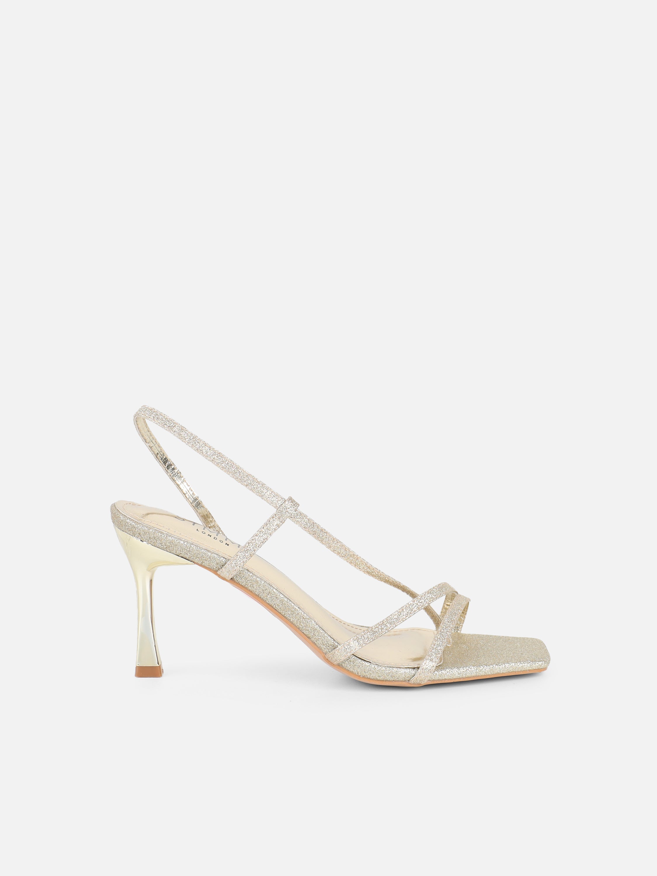 Pollis Gold Glitter Strappy Heeled Sandals
