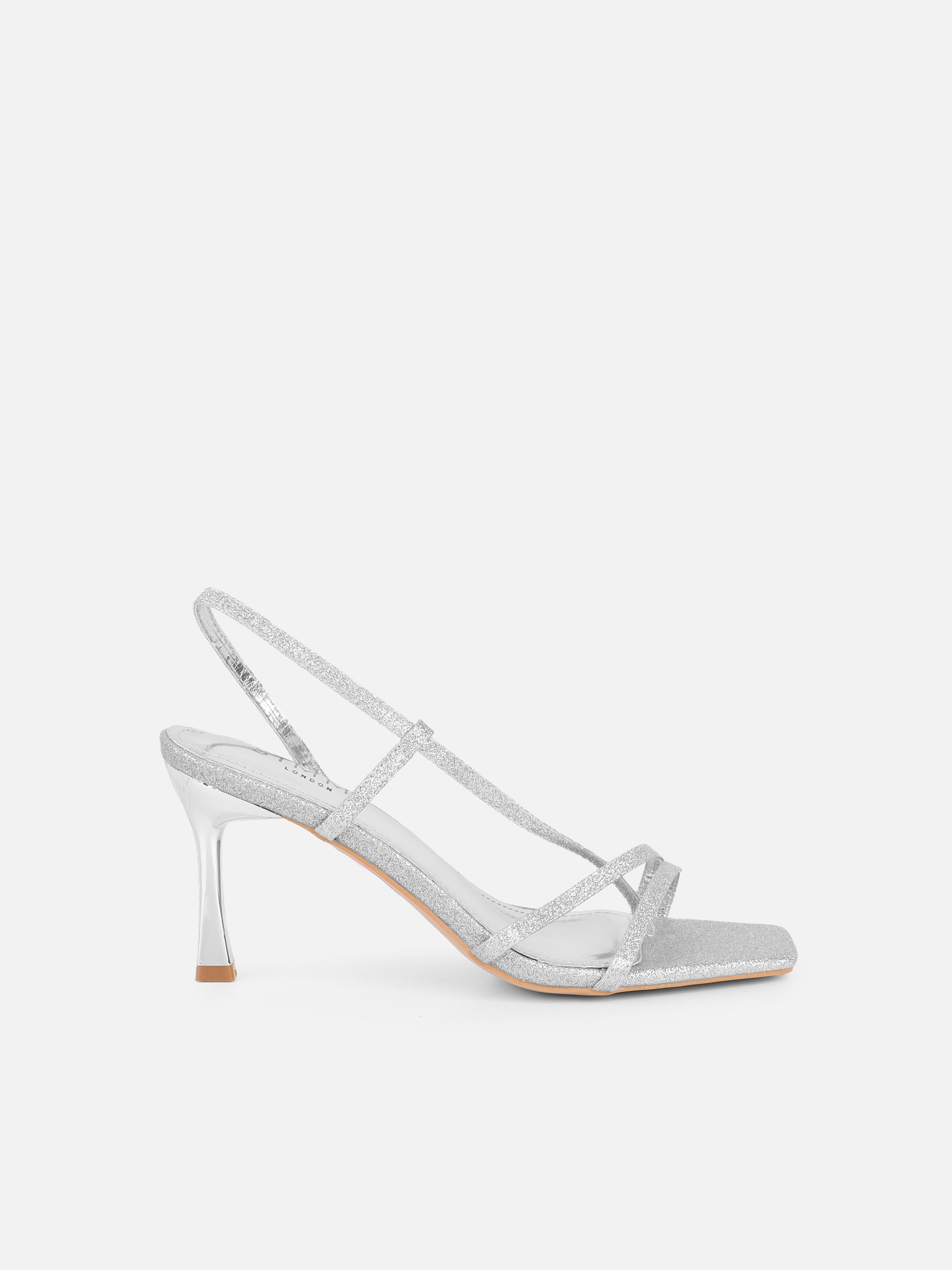 Pollis Silver Glitter Strappy Heeled Sandals