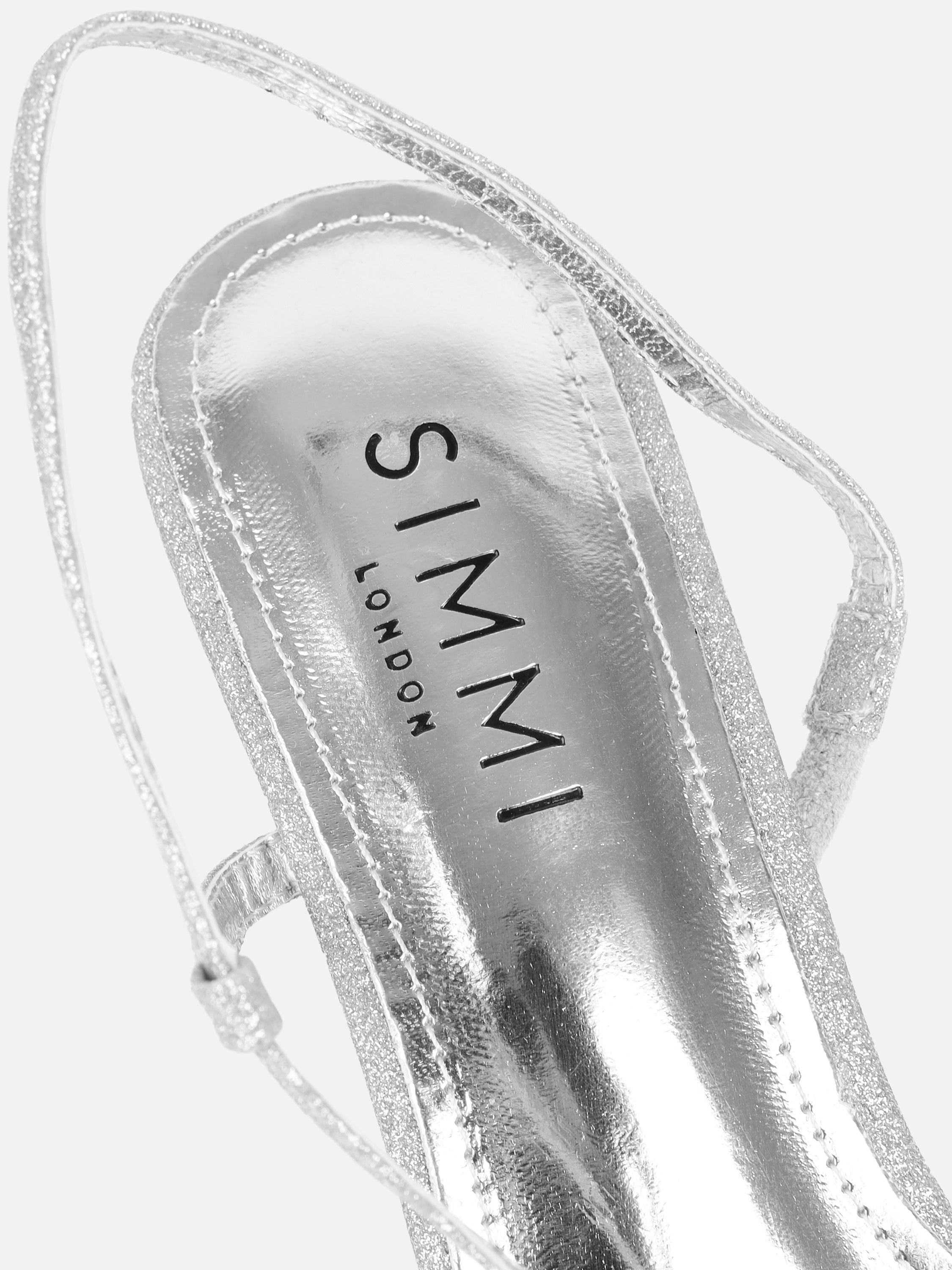 Pollis Silver Glitter Strappy Heeled Sandals