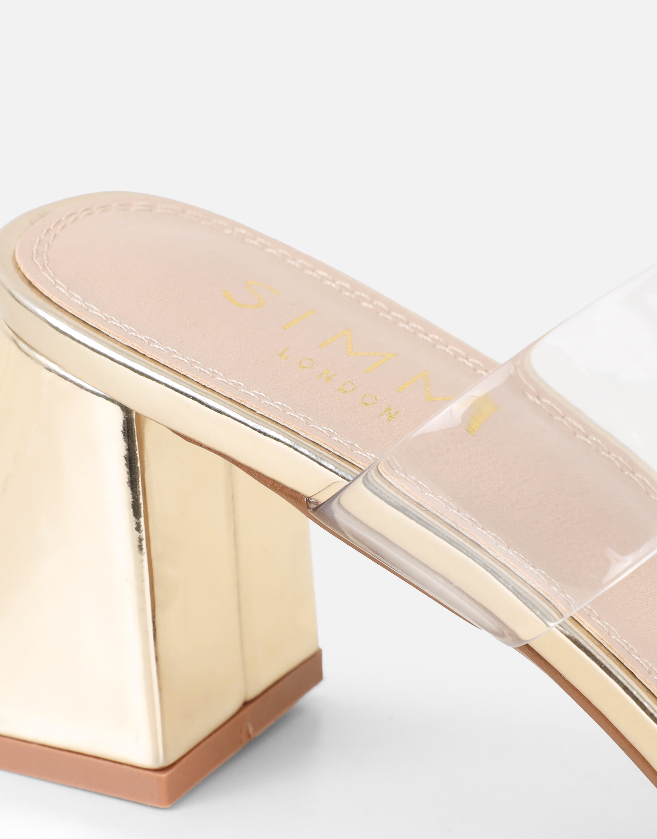 Seraphina Gold Mirror Clear Diamante Mules