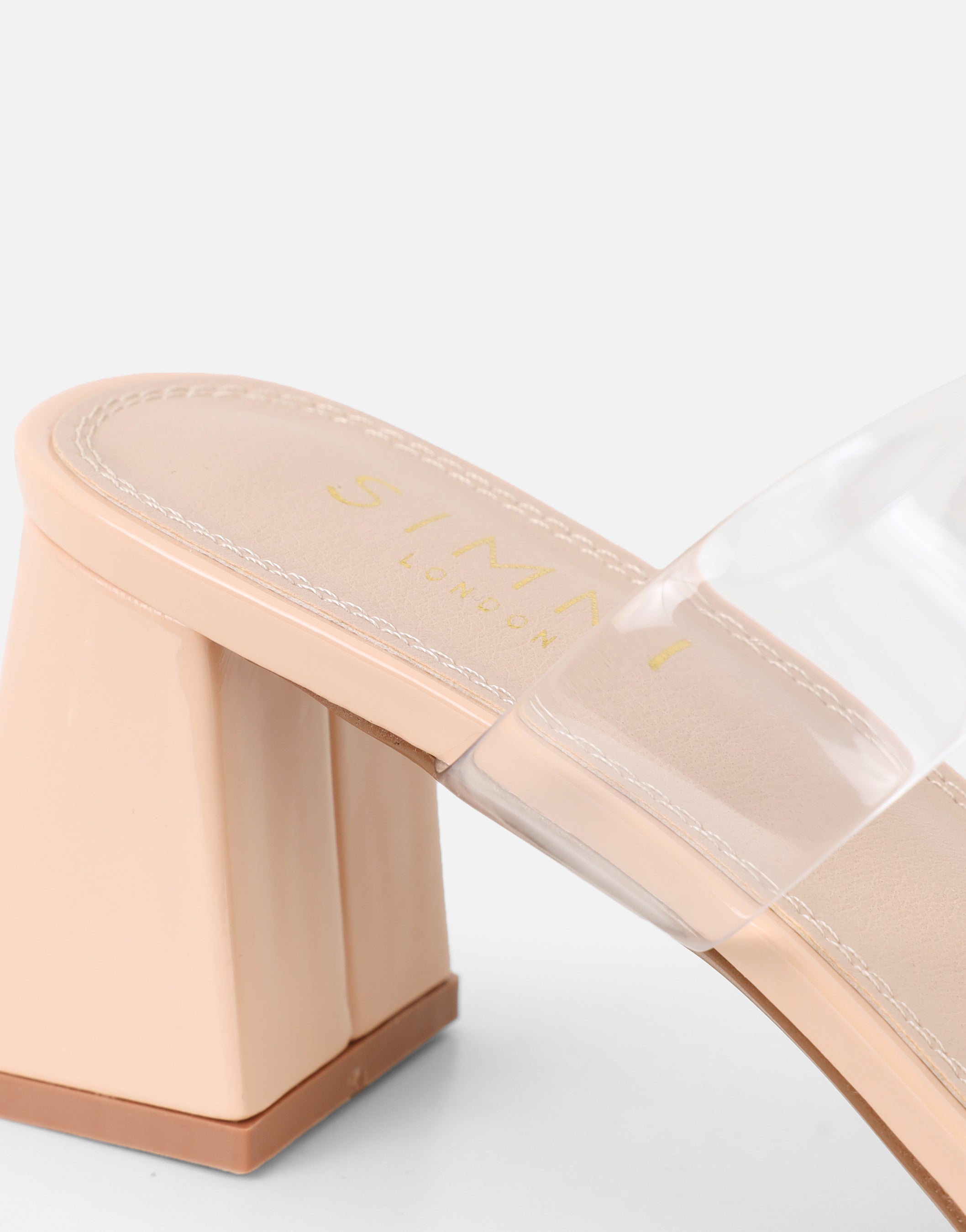 Seraphina Nude Patent Clear Diamante Heeled Sandals