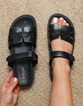 Adelle Black Chunky Strap Footbed Slides